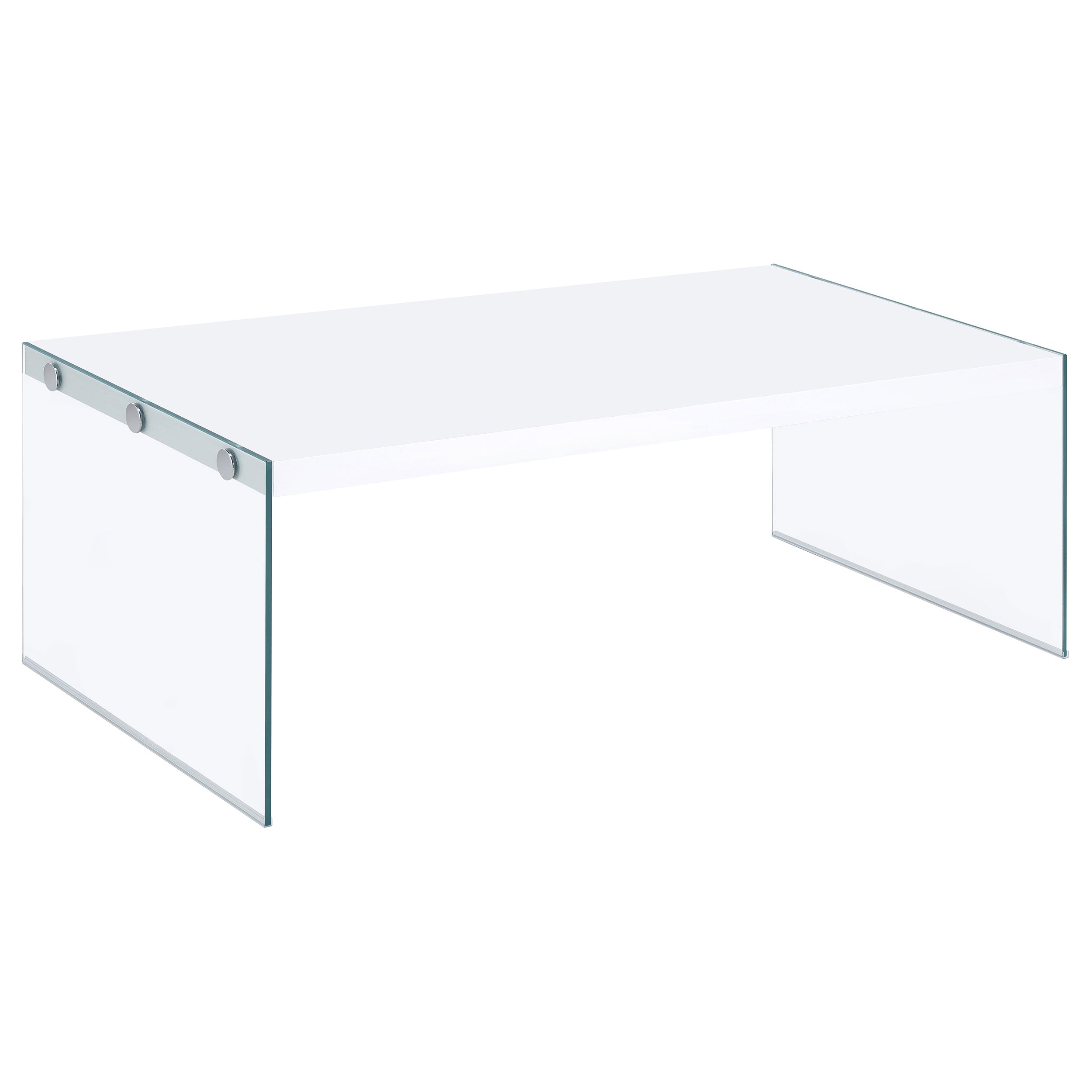 Opal Rectangular Coffee Table With Clear Glass Legs In White High Gloss