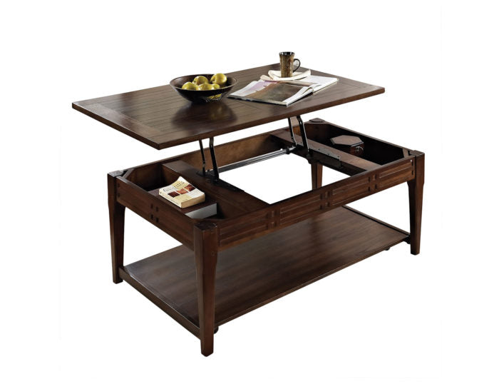 Crestline Lift-Top w/Casters Cocktail Table in Cherry Finish