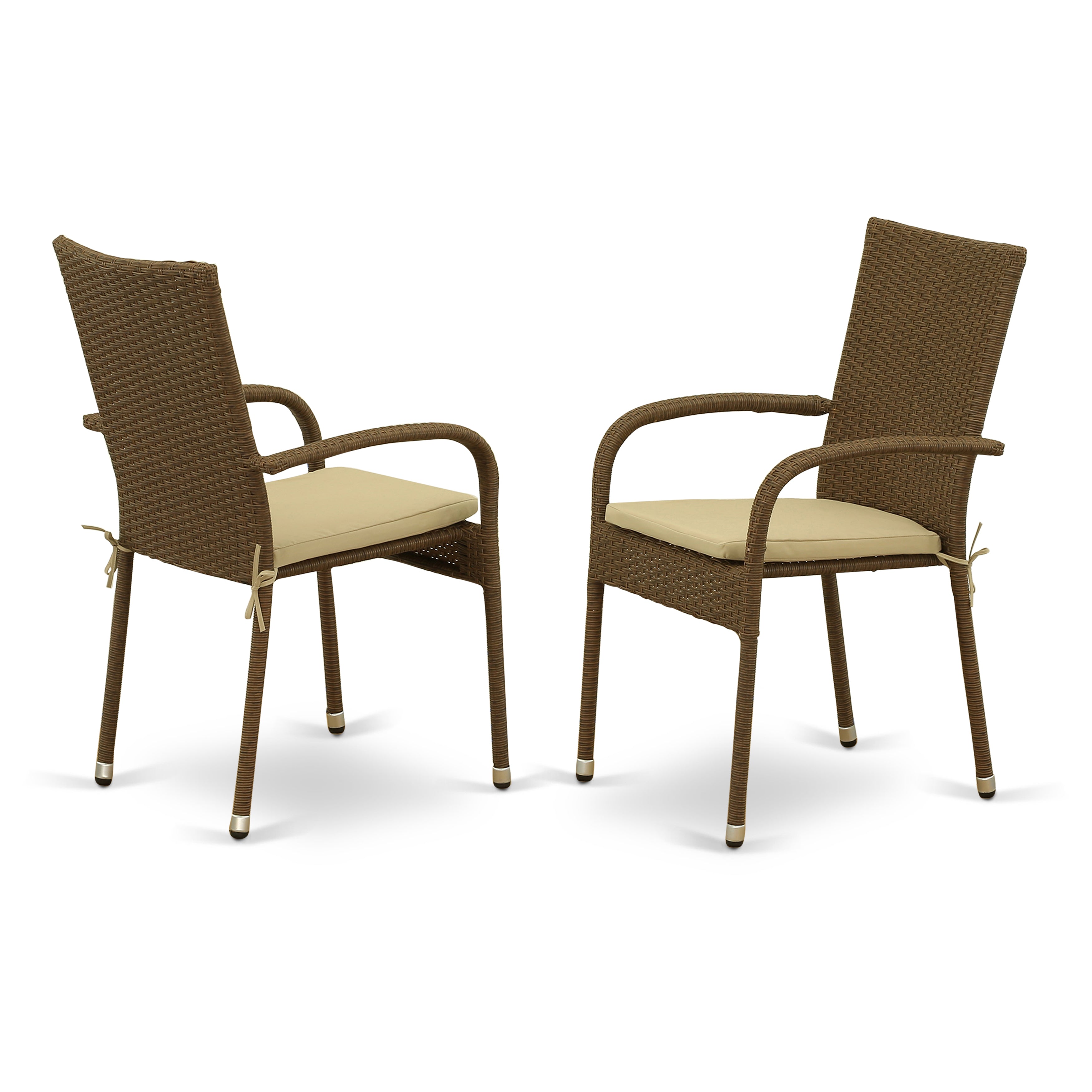 GULC102A GUDHJEM PATIO CHAIR WITH CUSHION, BROWN WICKER, AND BEIGE CUSHION