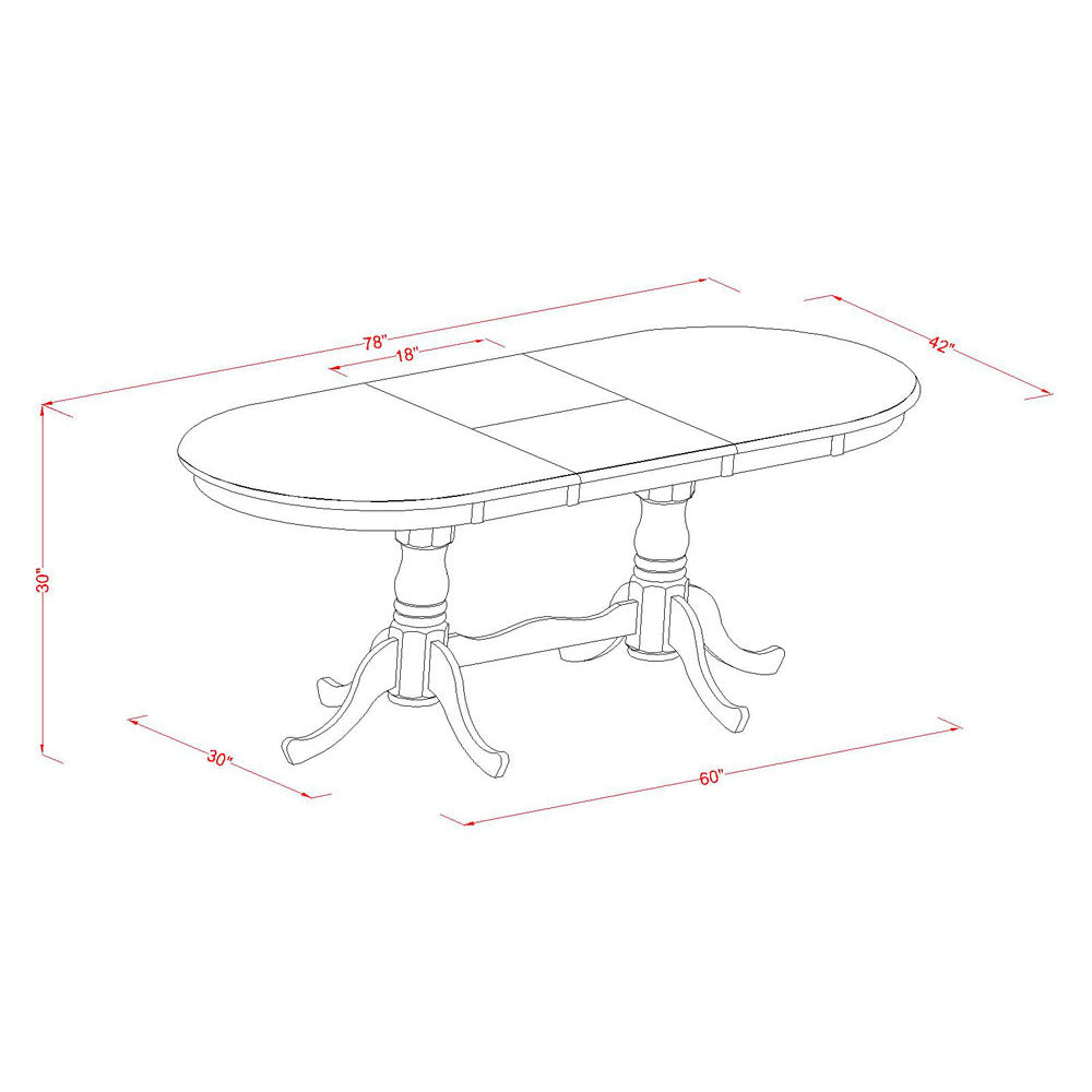 PLAI7-WHI-C 7 PC Dining room set for 6-Dining Table with 6 Dining Chairs