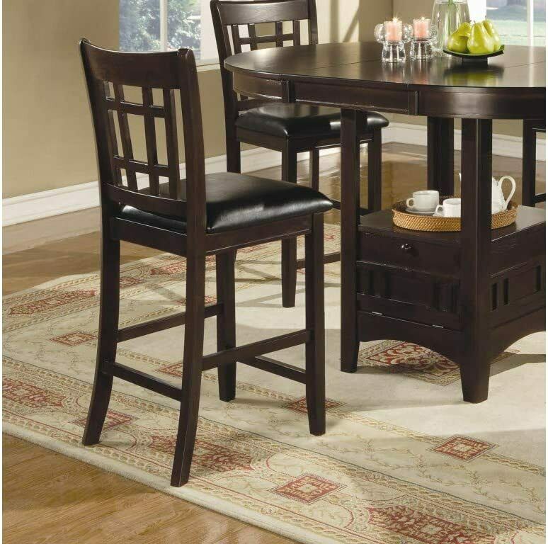 Lavon Upholstered Counter Height Stools Black And Espresso (Set Of 2)