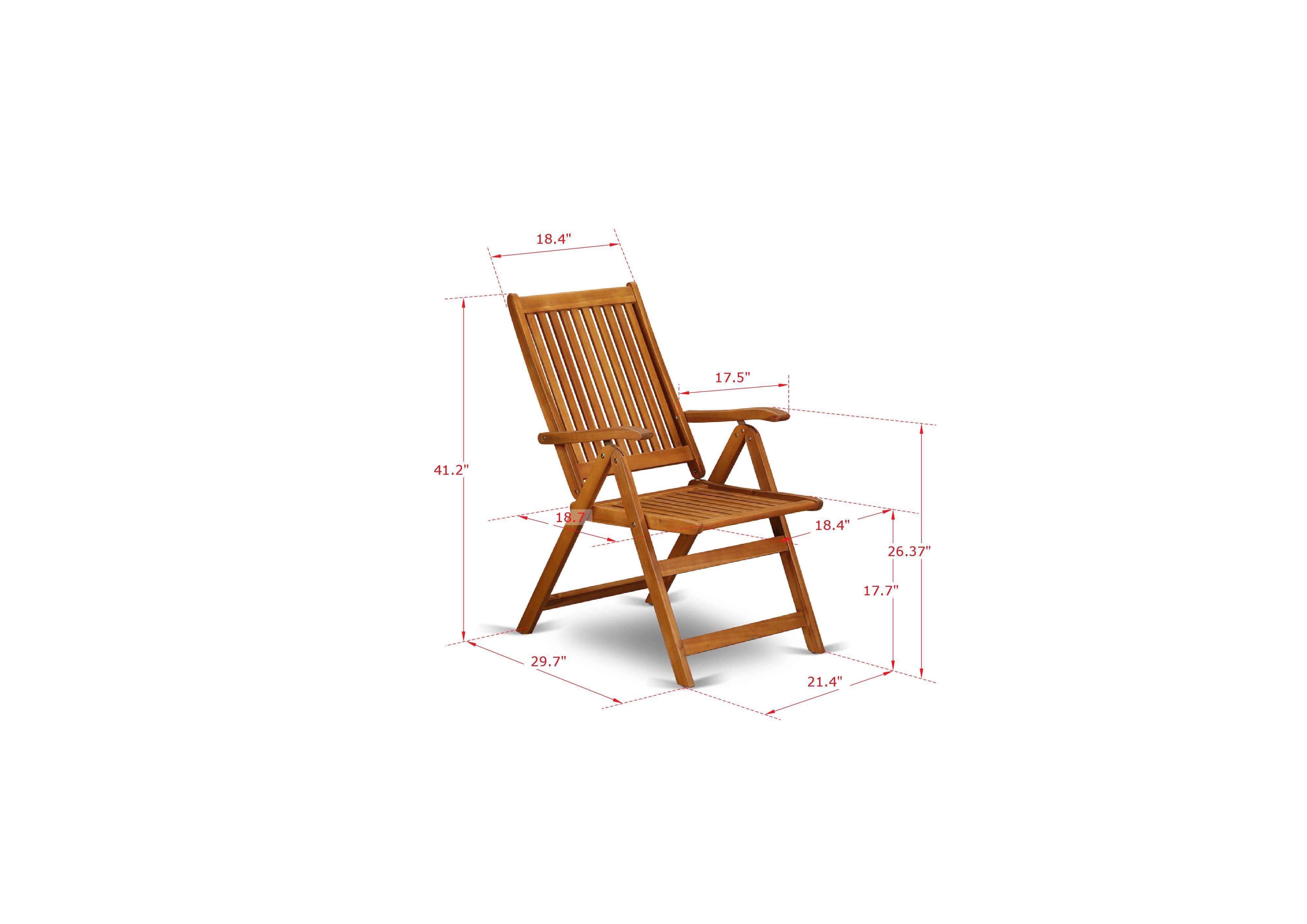 BCNC5NA 5 Position Outdoor-Furniture folding arm Chair made from Solid Acacia Wood -Set of two