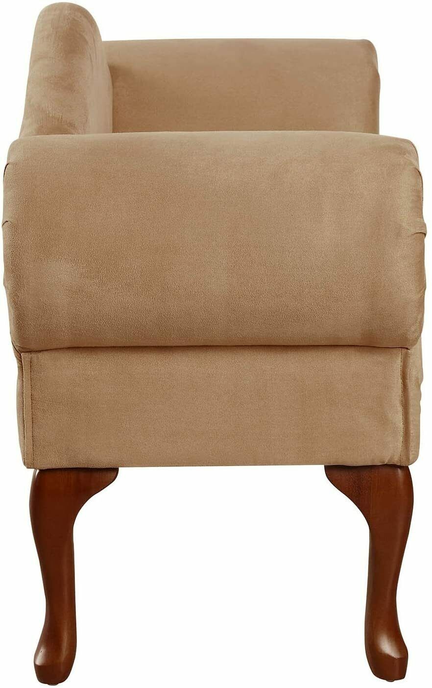 Aston Microfiber Rolled Arm with Back Bench, Beige Finish