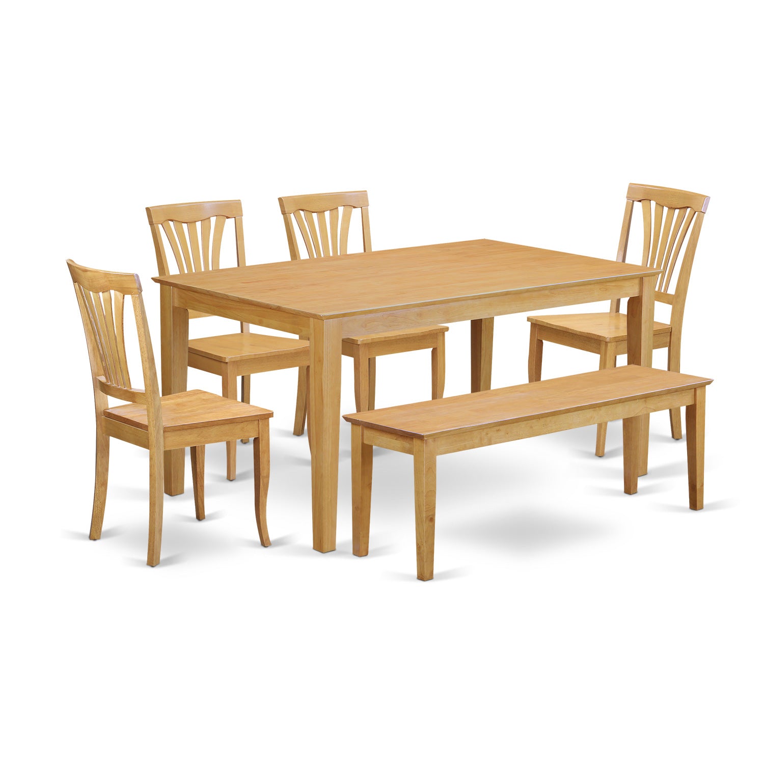 CAAV6-OAK-W 6-Pc Kitchen table set for 6 - Kitchen dinette Table and 4 Kitchen Chairs with bench