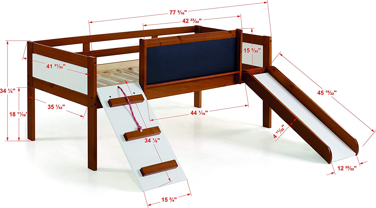 Donco Kids 3005-TLE Loft, Bed With Slide And Chalkboard Espresso