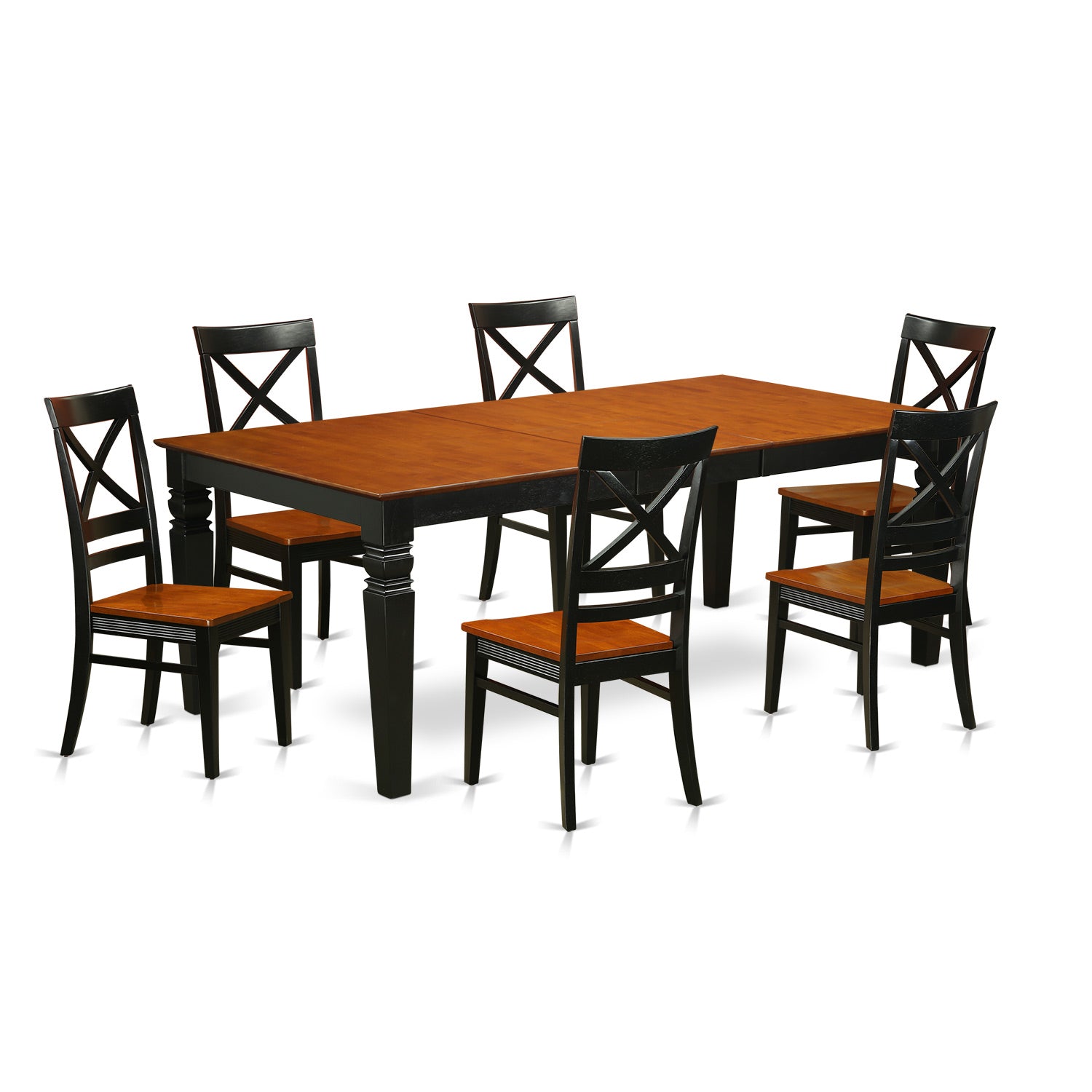 LGQU7-BCH-W 7 PcKitchen Table set with a Dining Table and 6 Dining Chairs in Black and Cherry