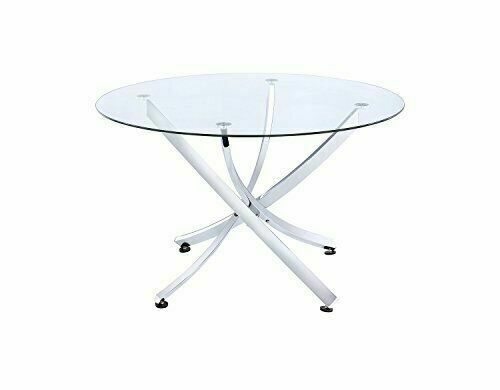 Contemporary Beckham Round Glass Top Dining Table Chrome And Clear