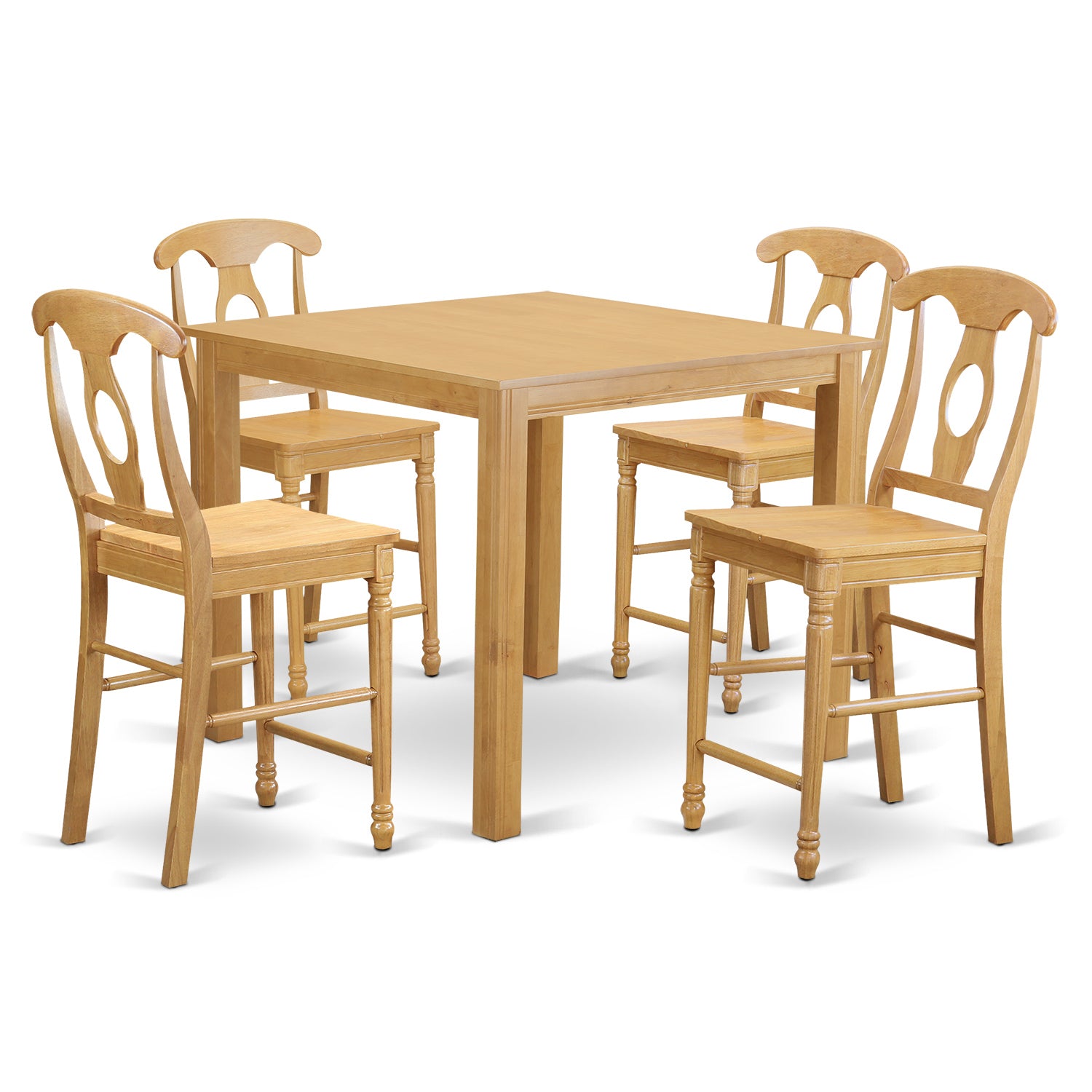 CFKE5-OAK-W 5 PC counter height Dining room set - high Table and 4 Dining Chairs.