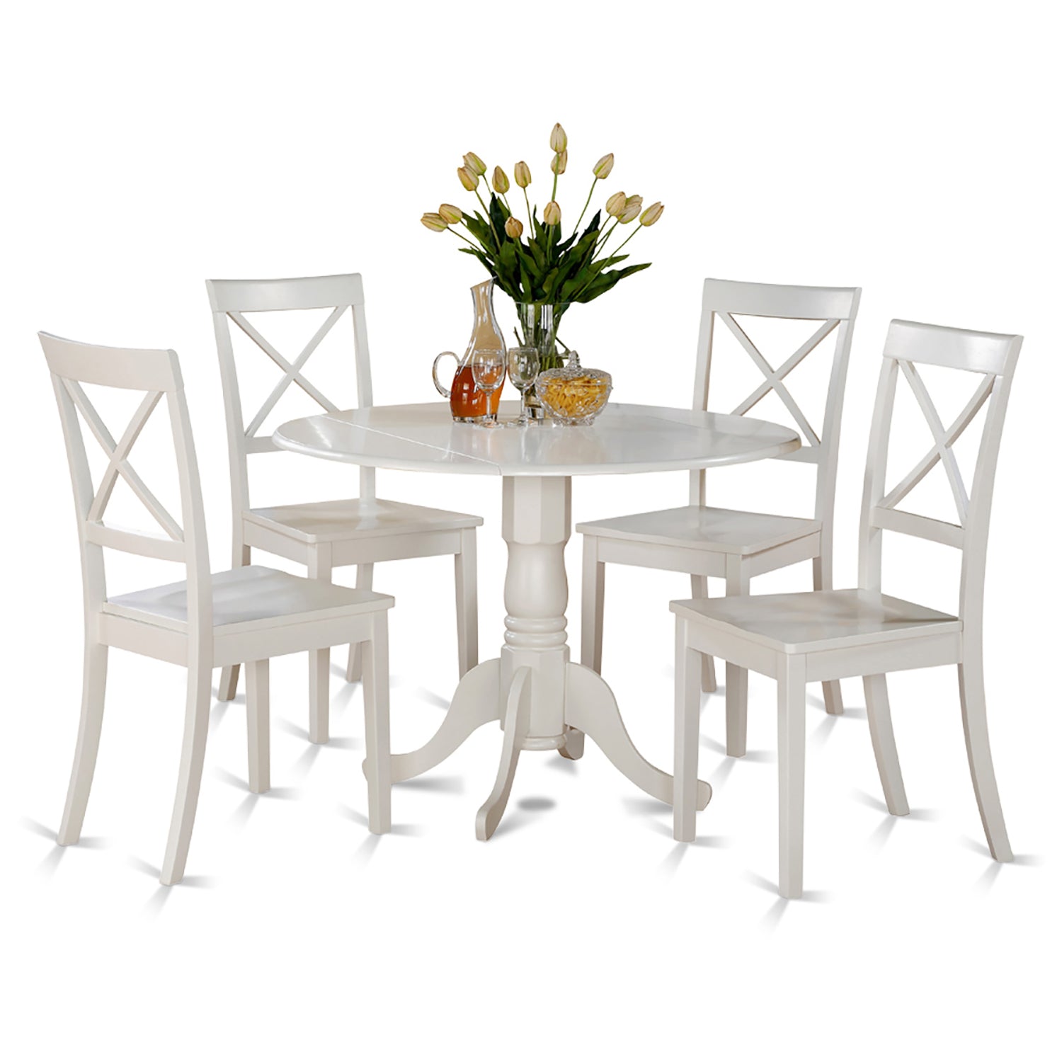 DLBO5-WHI-W 5 PC small Kitchen Table set-small Table and 4 dinette Chairs