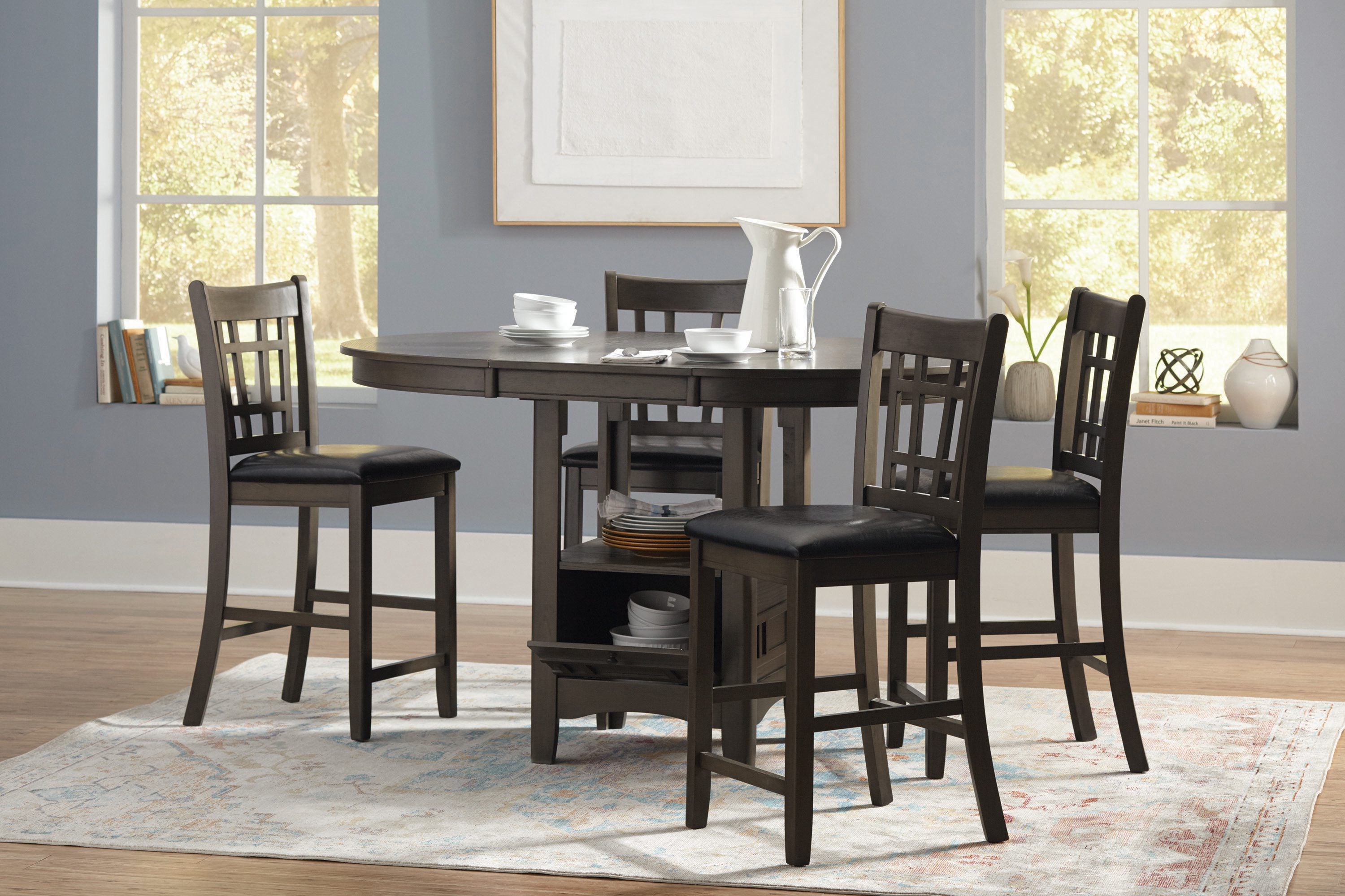 Coaster Lavon Oval Counter Height Dining Table Medium Grey