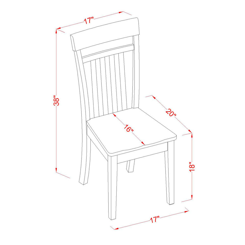 CAC-CAP-W Capri slat back kitche dining Chair with wood Seat