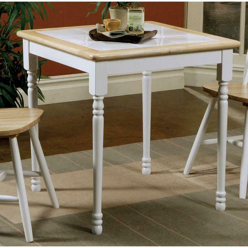 Coaster Square Tile Top Dining Table Natural Brown And White 4191