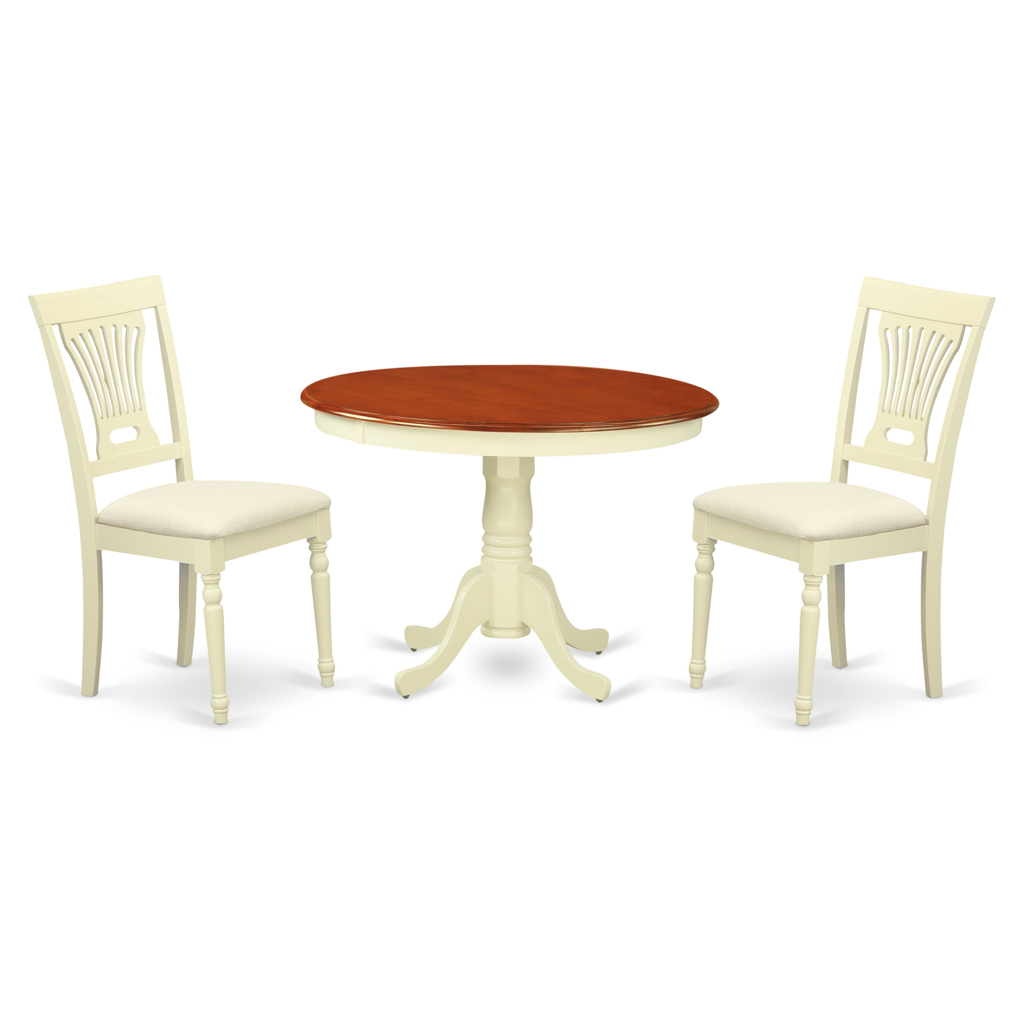 HLPL3-BMK-C 3 Pc set with a Dining Table and 2Seat Dinette Kitchen Chairs in Buttermilk and Cherry .