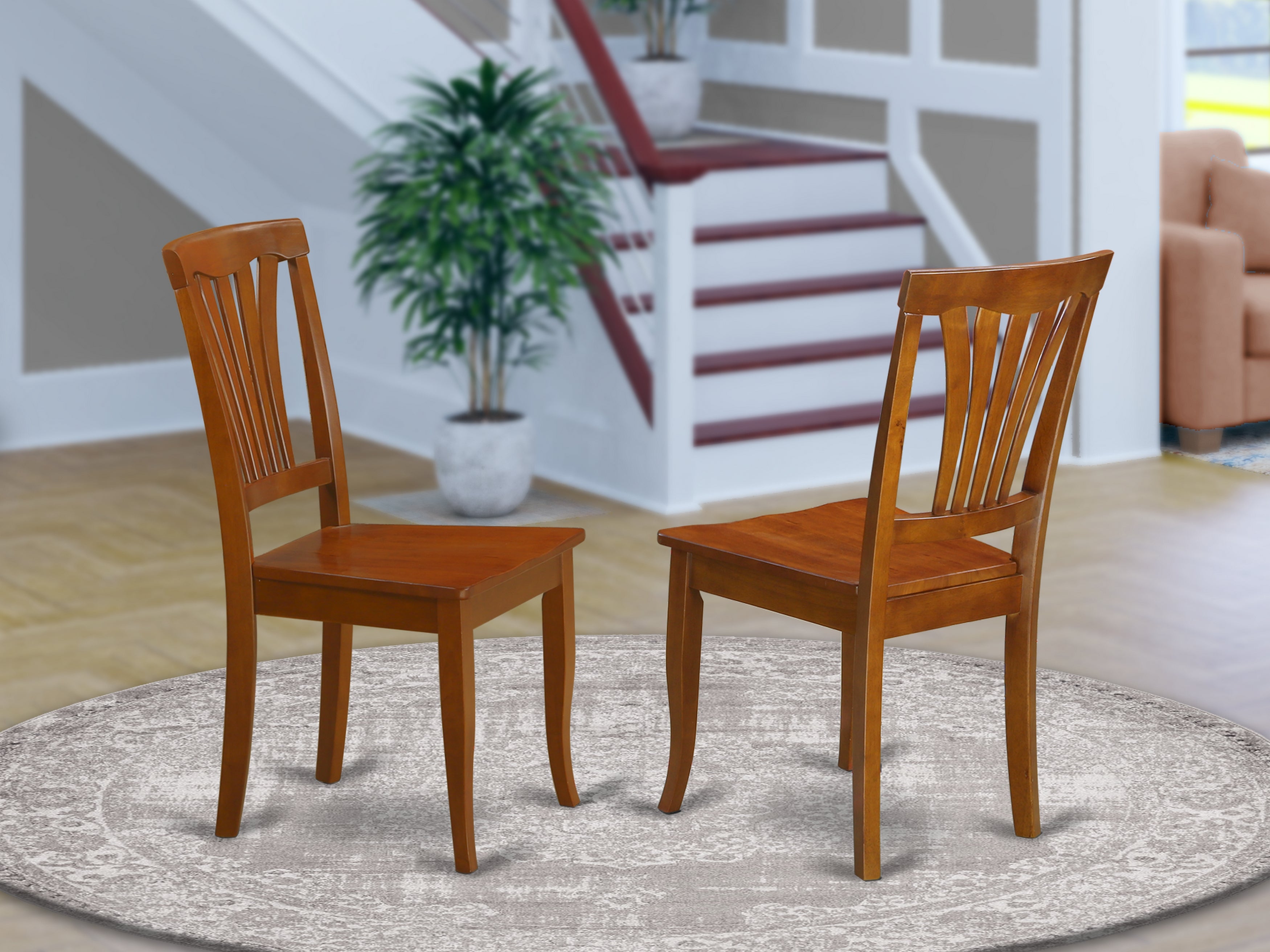 AVC-SBR-W Avon Chair with Wood Seat - Saddle Brow Finish