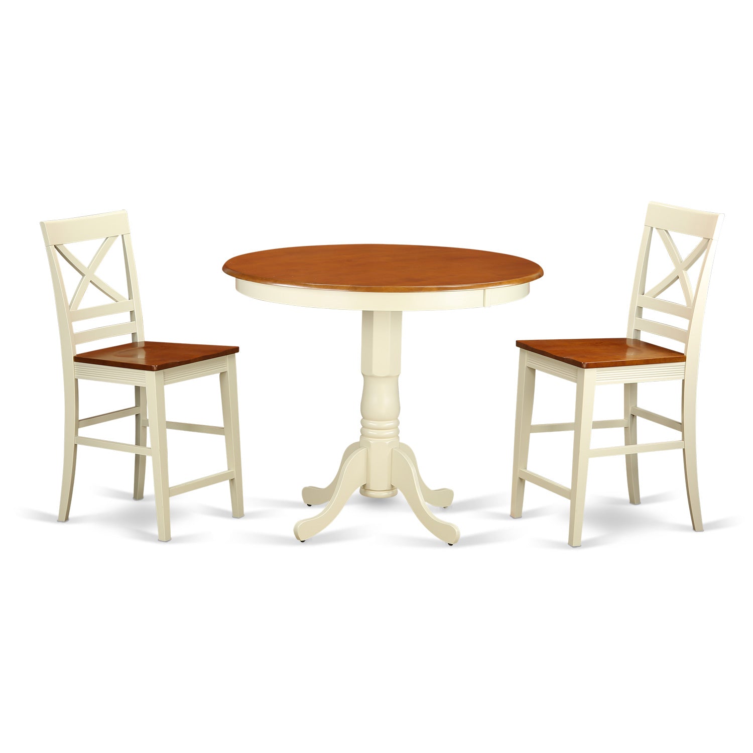 JAQU3-WHI-W 3 Pcpub Table set-pub Table and 2 Dining Chairs.