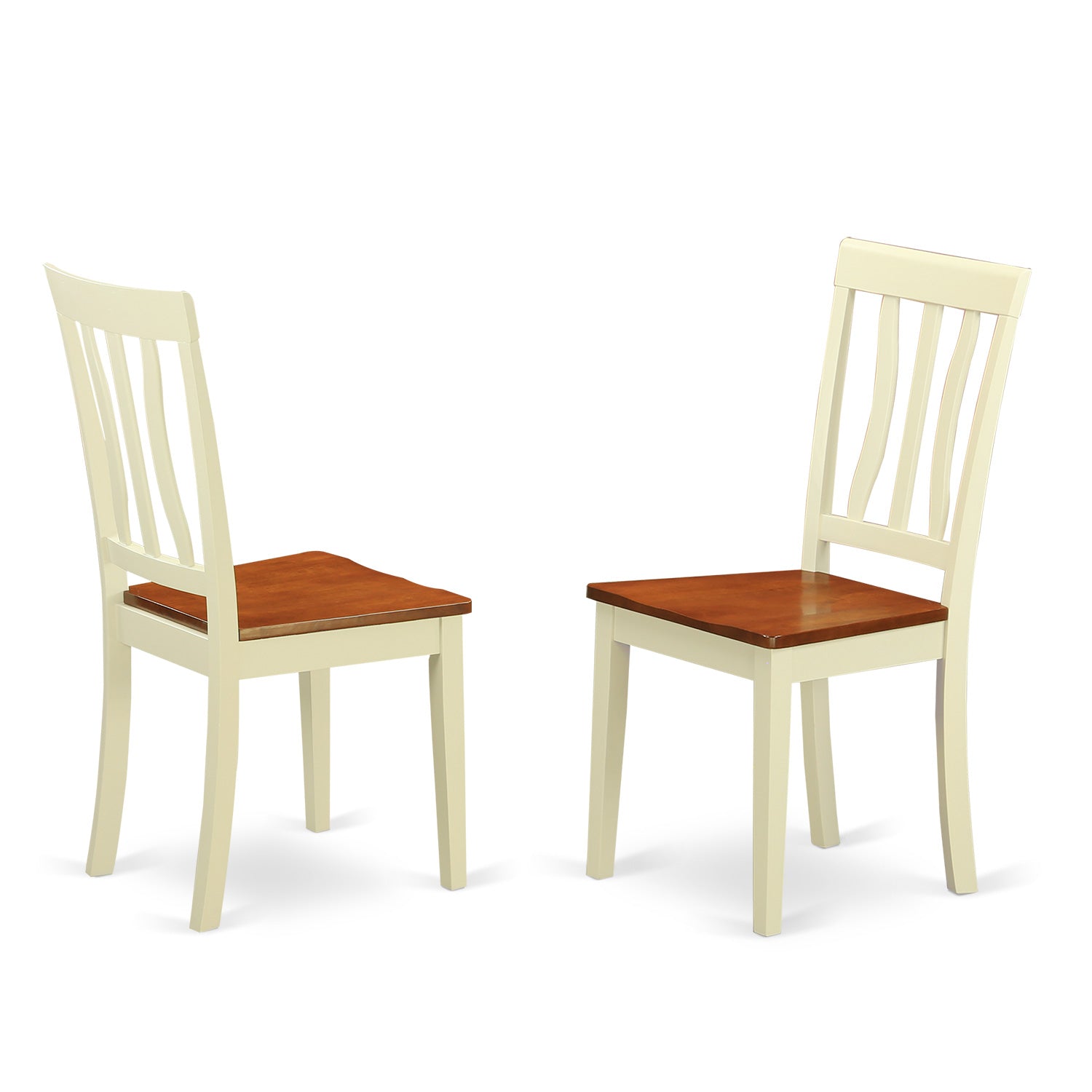 East West Furniture MZAN5-WHI-W 5Pc Dining Set Consists of a Rectangular Table and 4 Kitchen Chairs with Solid Wood Seat, Drop Leaf Table with Slat Back Chairs, Buttermilk and Cherry Finish