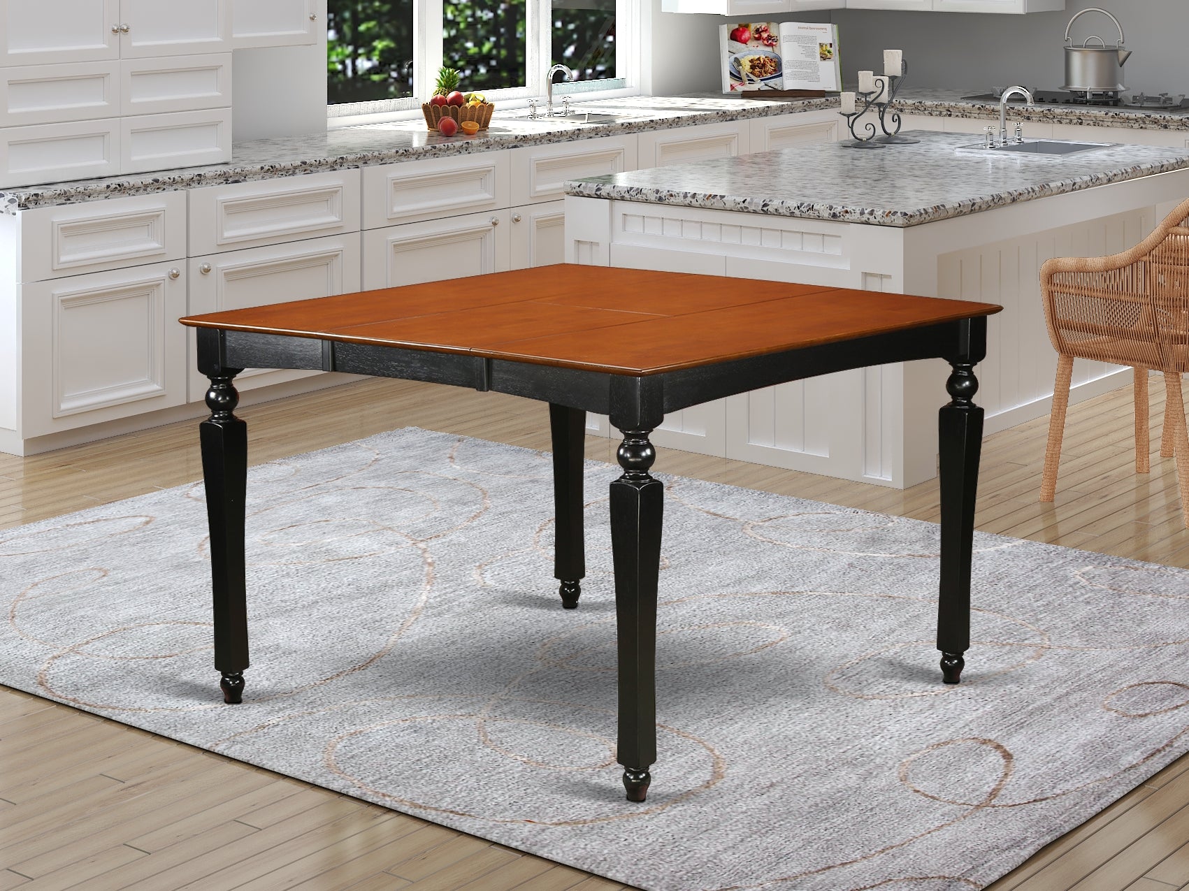 CHT-BLK-T Chelsea Gathering 54" square counter height dining table with 18" butterfly leaf in Black Finish