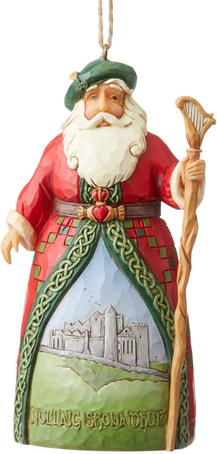 Enesco Jim Shore Heartwood Creek Santa's Around The World Irish Hanging Ornament