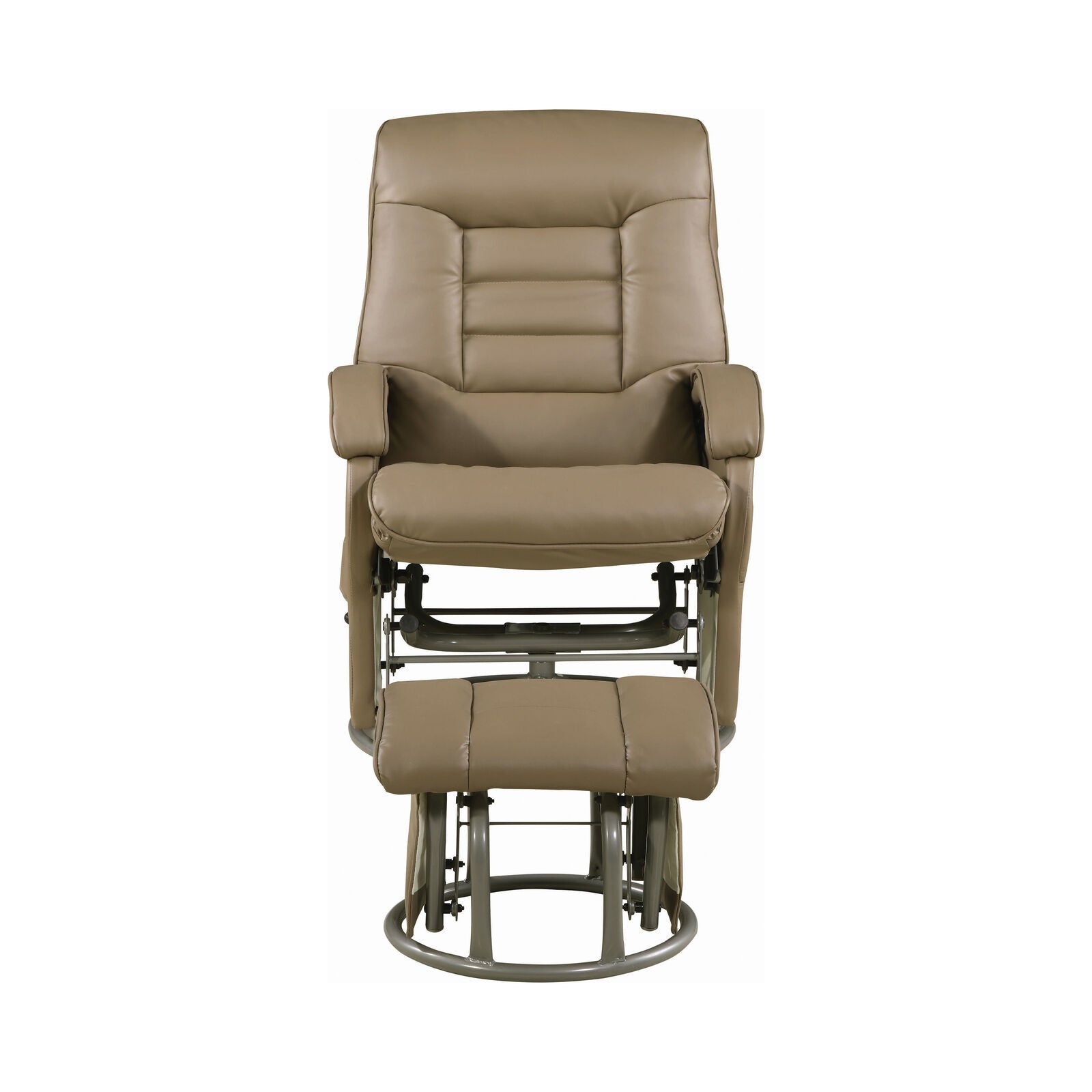 Coaster Leatherette Push-Back Swivel Glider Recliner With Ottoman Beige & Black