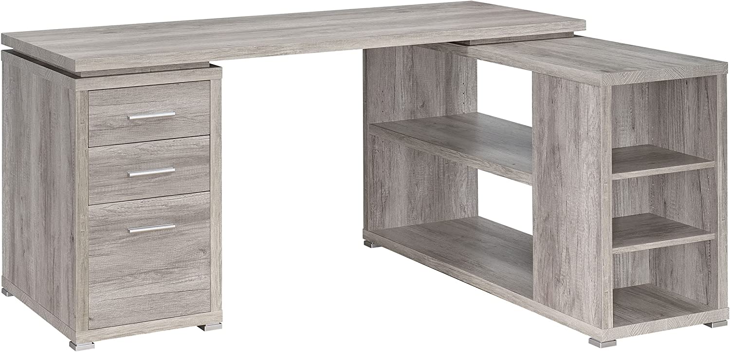 Coaster Company Yvette Collection L-Shaped Reversible Desk, Grey Driftwood