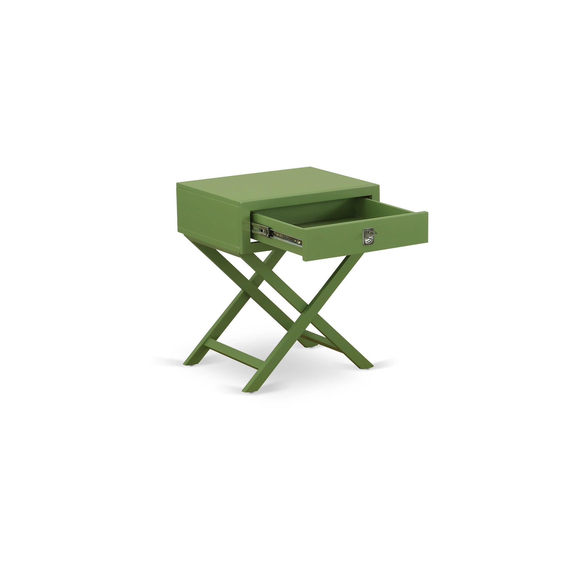 Hamilton Square Night Stand End Table With Drawer in Clover Green Finish