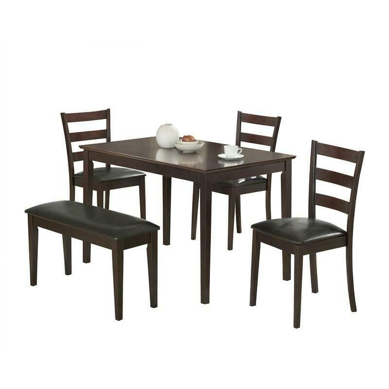 5-Piece Dining Dinette Set With Bench Cappuccino And Dark Brown