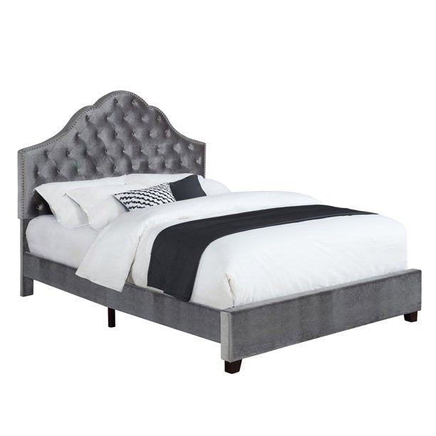 Abbeville Queen Upholstered Bed with Arched Headboard Grey