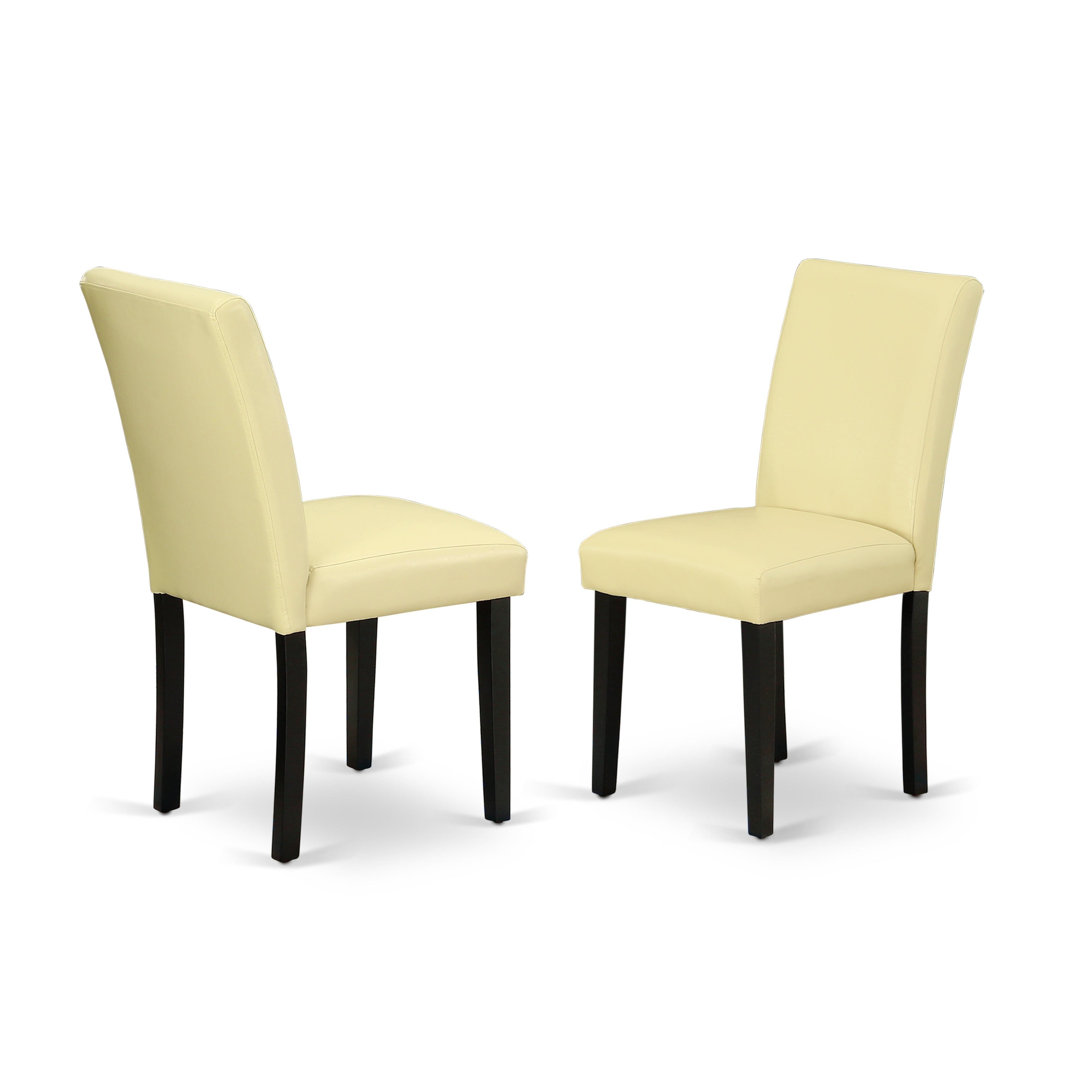 DUAB5-BLK-73 5Pc Rectangle 60 Inch Dining Table And Four Parson Chair With Black Leg And Pu Leather Color Eggnog