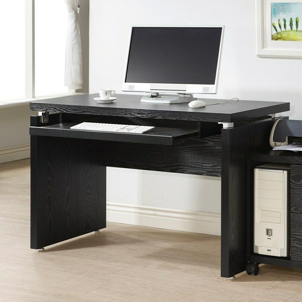 Russell Computer Home Office Writing Desk With Keyboard Tray Black Oak 800821