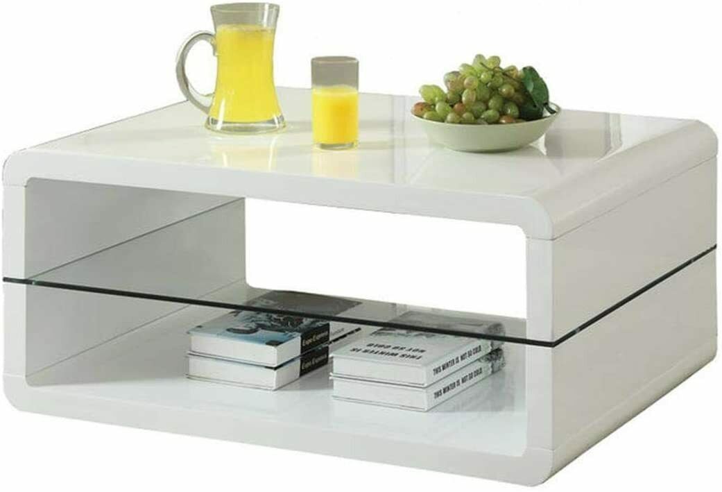 Coaster Contemporary Coffee Table with 2-shelf White and Clear 703268