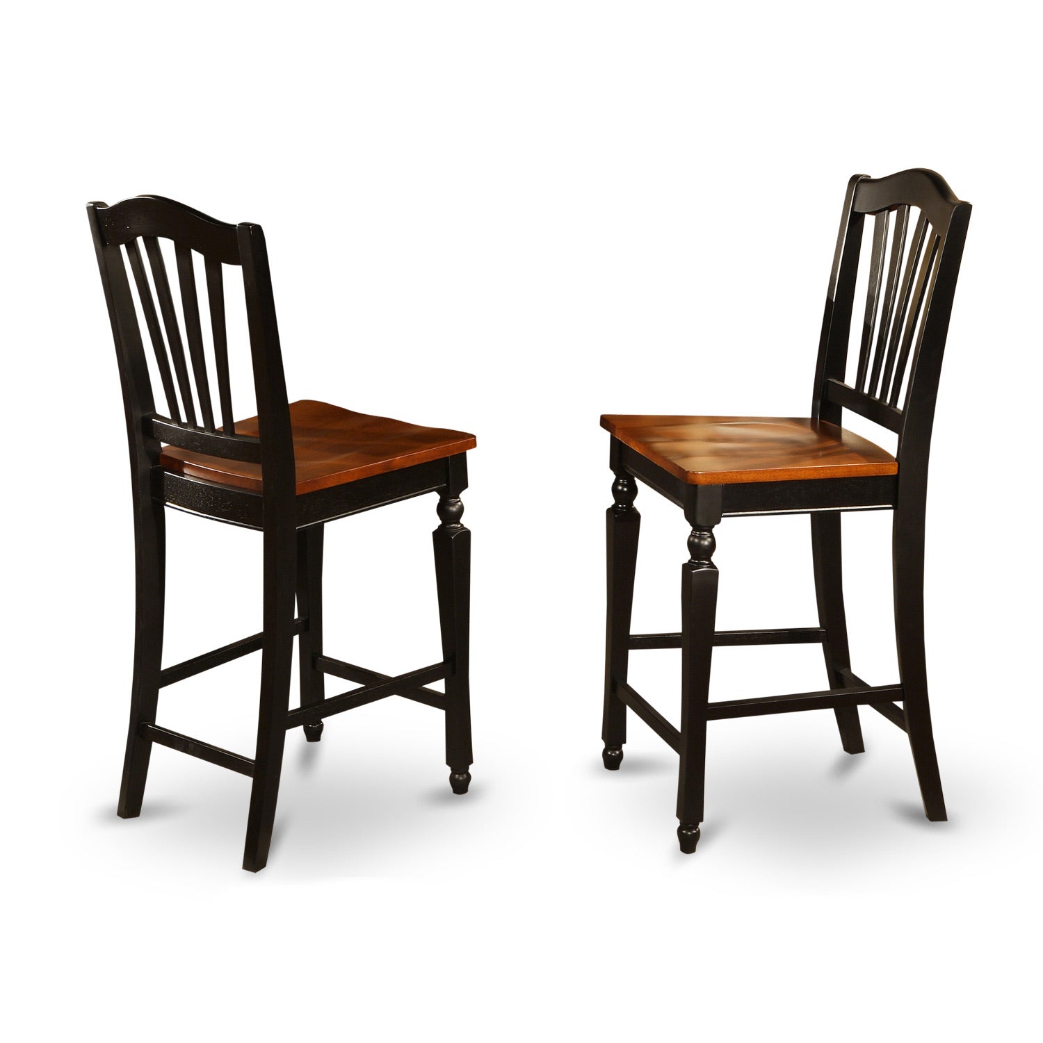 CHS-BLK-W Chelsea Stools with wood seat, 24" seat height - Black Finish