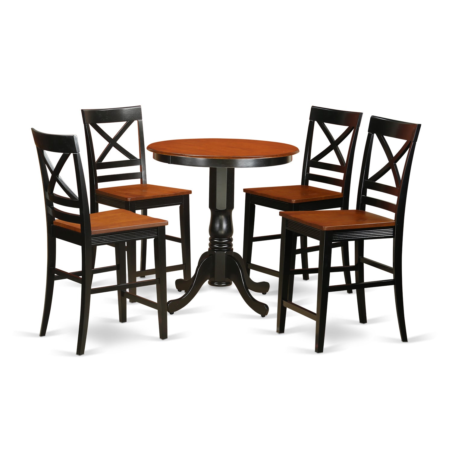 EDQU5-BLK-W 5 PC counter height pub set - counter height Table and 4 counter height Dining chair.