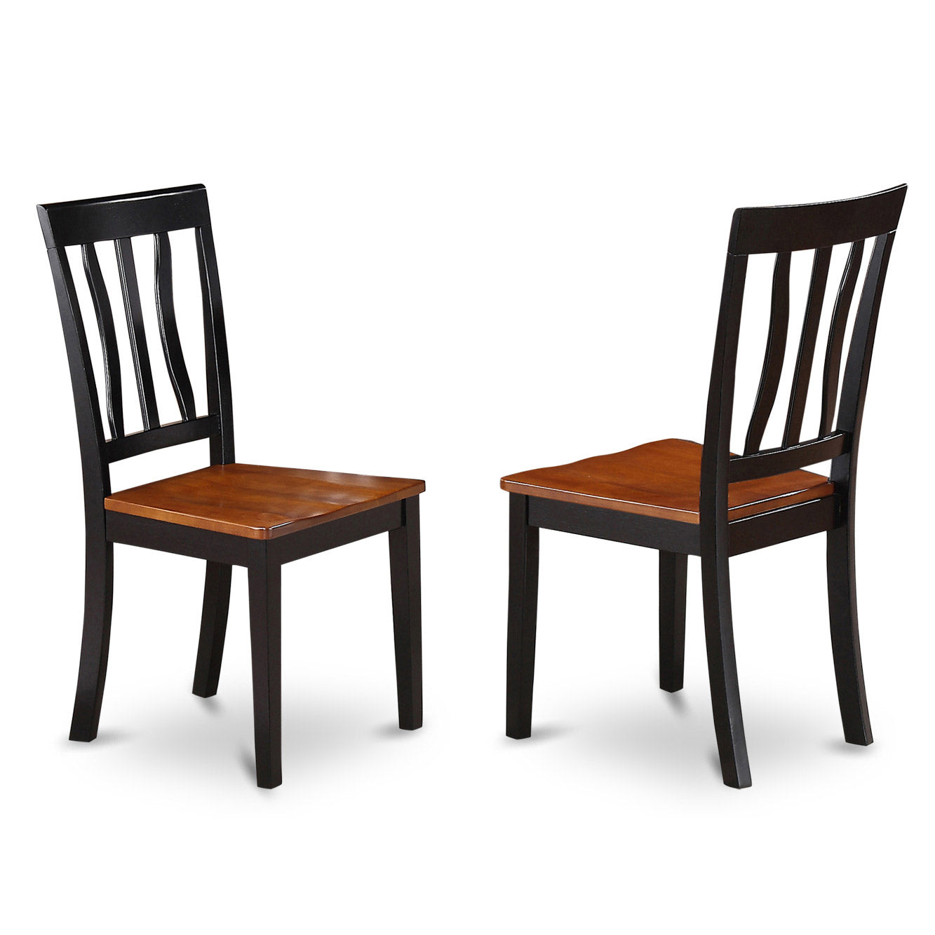East West Furniture MZAN5-BCH-W 5Pc Kitchen Table Set Includes a Kitchen Table and 4 Kitchen Chairs with Solid Wood Seat, Drop Leaf Table with Slat Back Chairs, Black and Cherry Finish