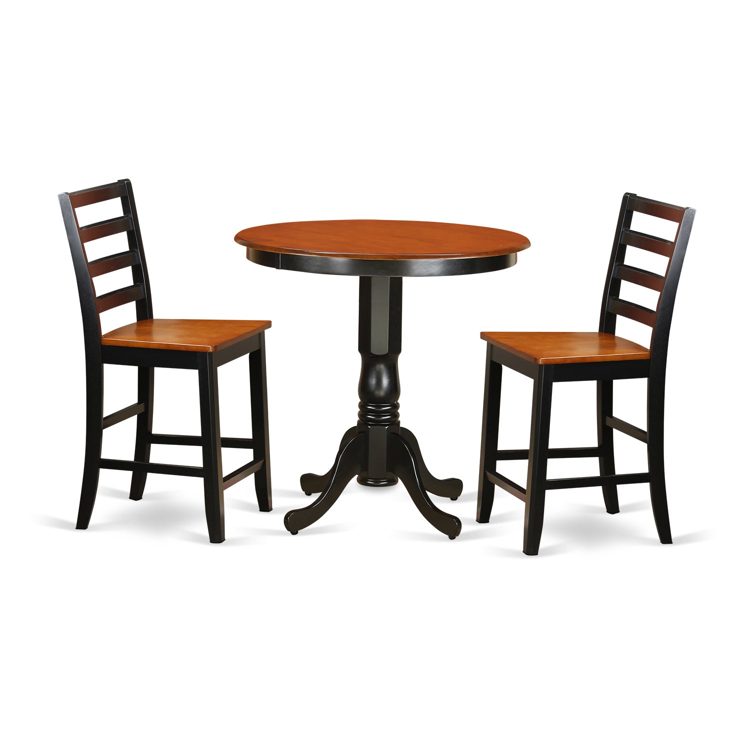 JAFA3-BLK-W 3 Pc counter height set - high Table and 2 Kitchen Chairs.