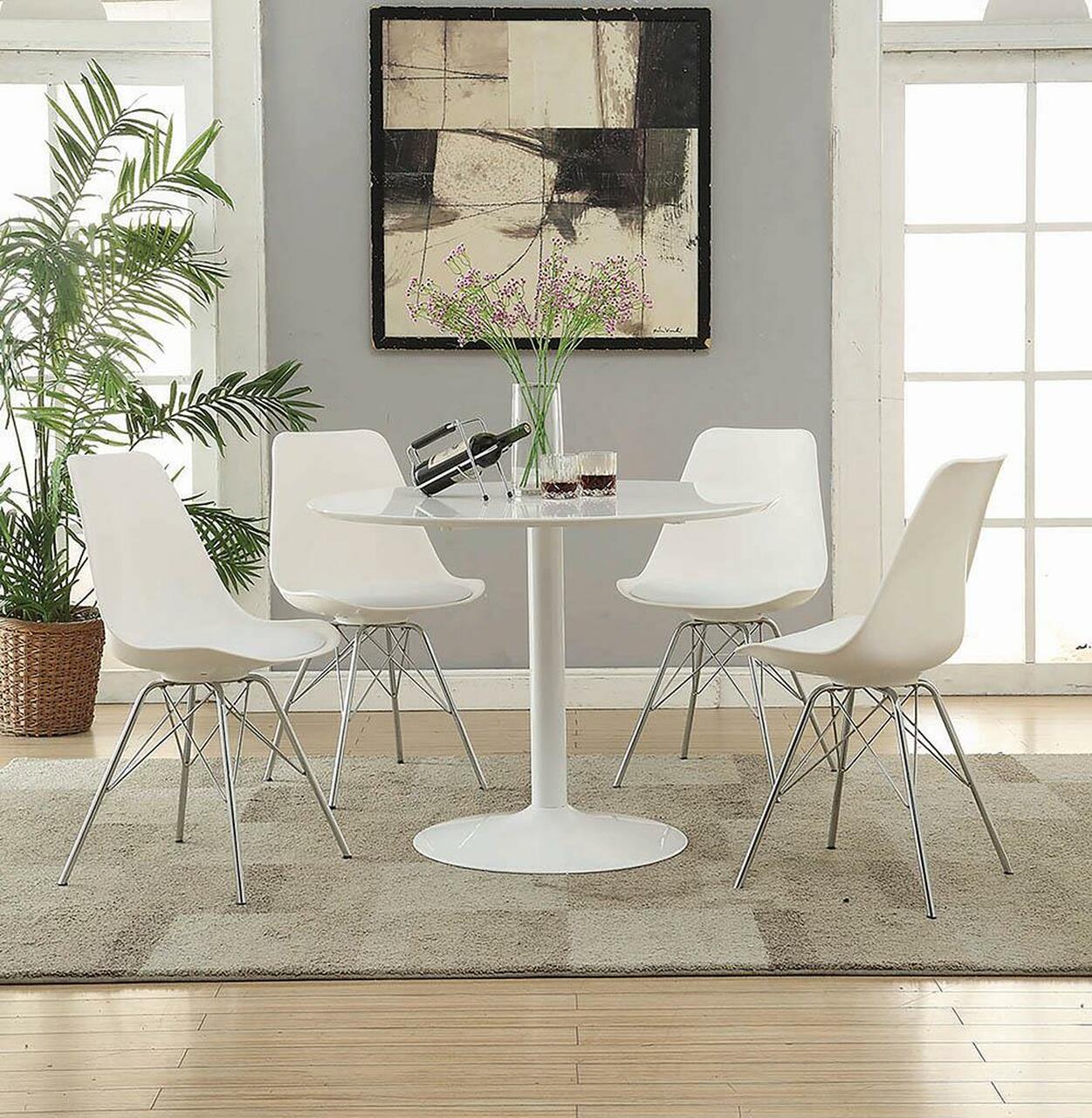 Coaster Contemporary Lowry Armless Dining Chairs White And Chrome (Set Of 2)