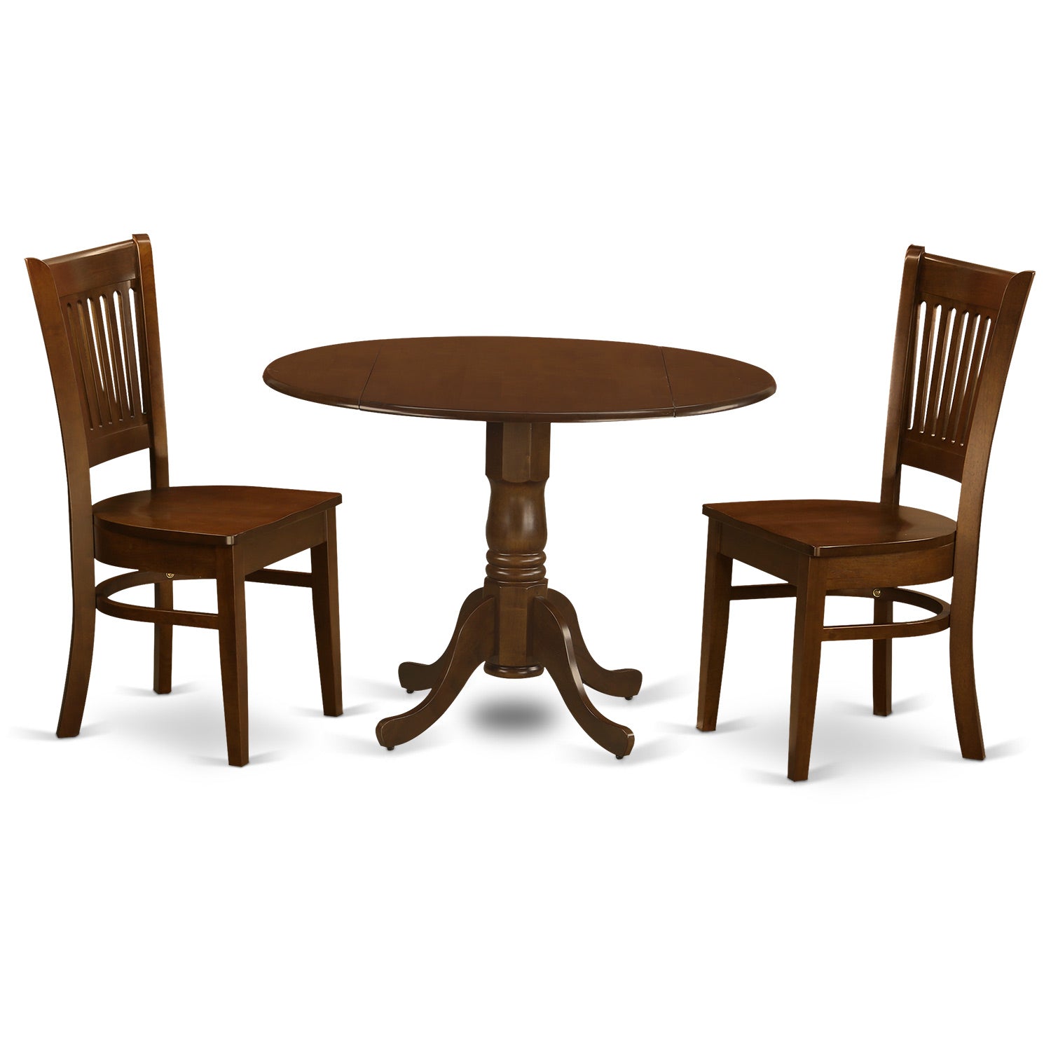 DLVA3-ESP-W 3 Pc 2-drop-leaf Table and 2 Wood Seat Chairs