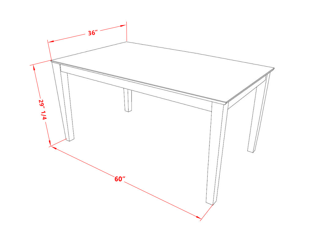 CAT-MAH-S Capri Rectangular dining table 36"x60" with solid wood top - Mahogany Finish