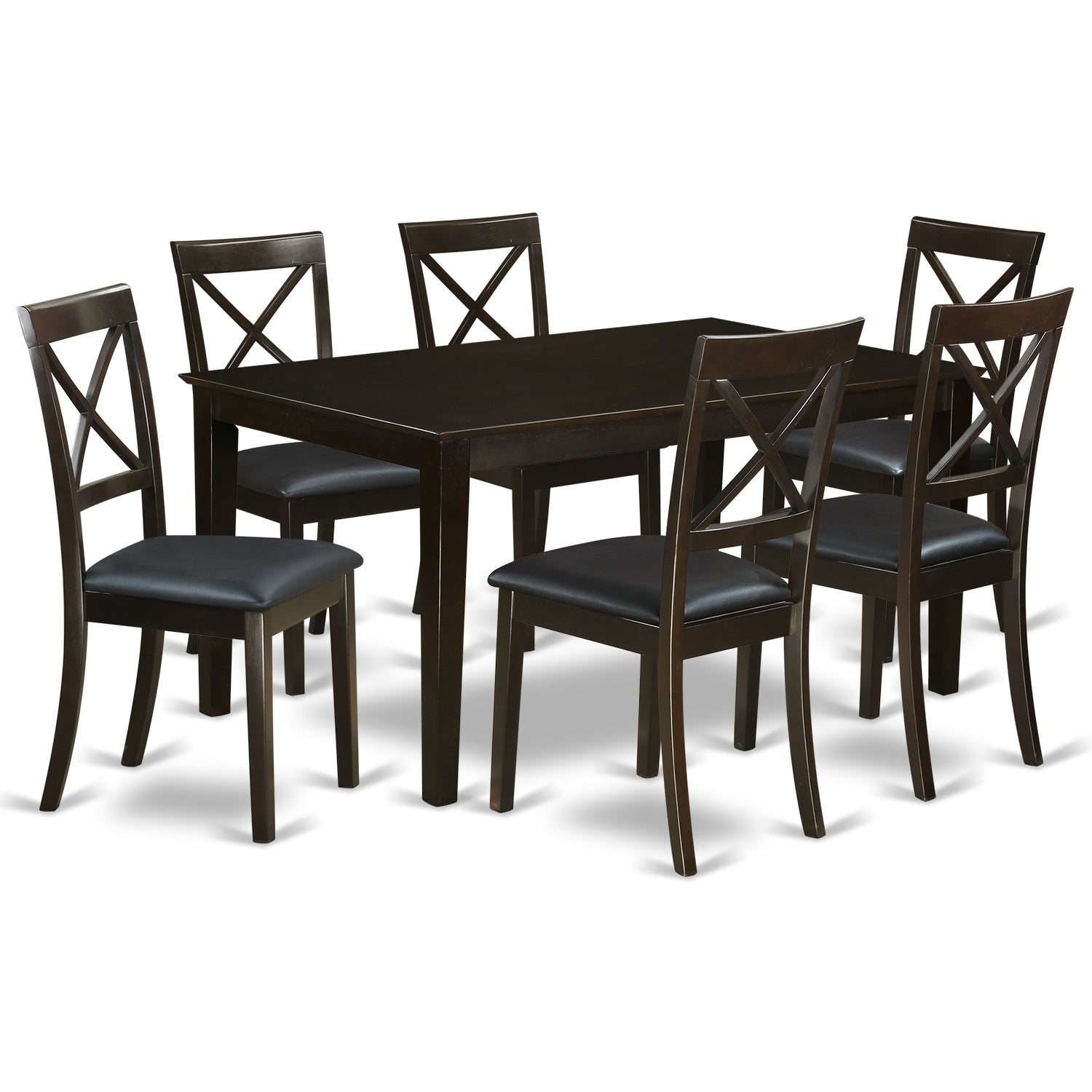 CABO7S-CAP-LC 7 PC Dining room set for 6-Table and 6 Dining Chairs with Leather