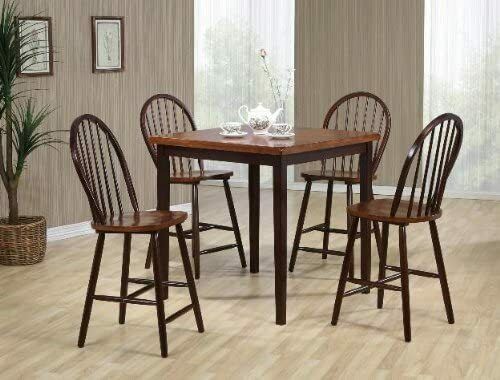 Pickney 5 Five Piece Counter Height Table Stool Black Brown Dining Dinette Set