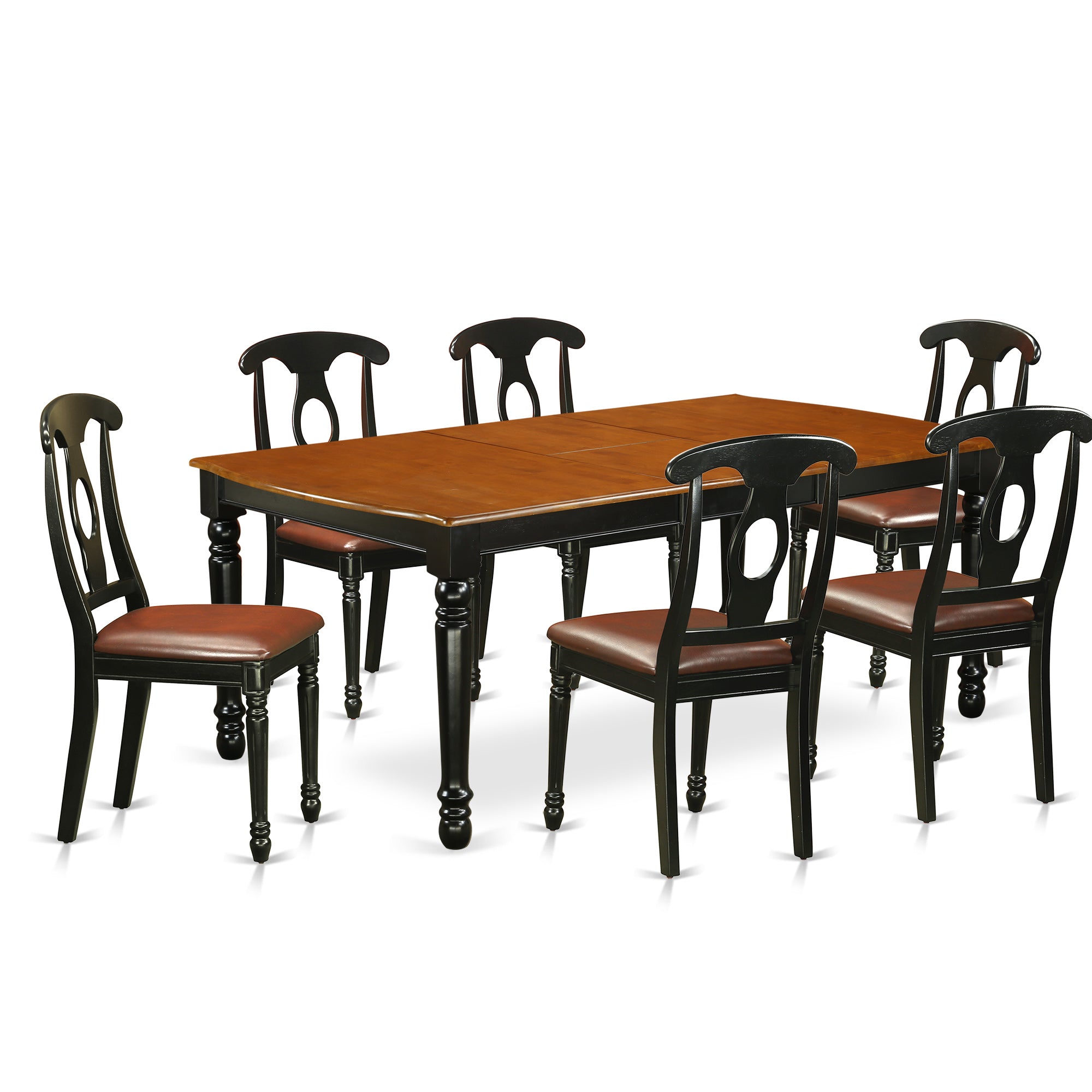 DOKE7-BCH-LC 7-Piece table and chair set with one Dover dining room table and 6 dining room chairs in a Black and Cherry Finish