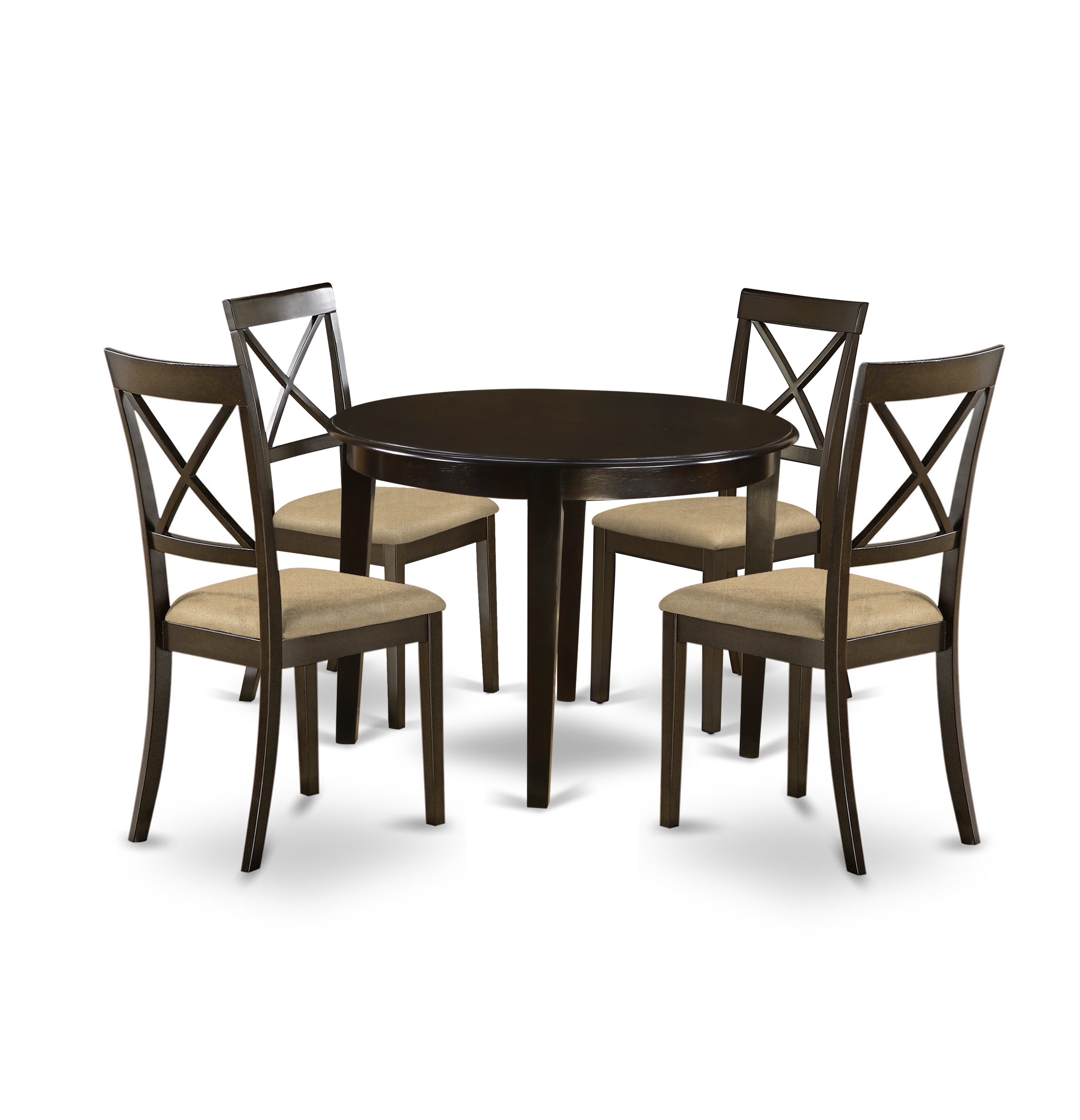 BOST5-CAP-C 5 PC small Kitchen Table set-round Table and 4 Dining Chairs