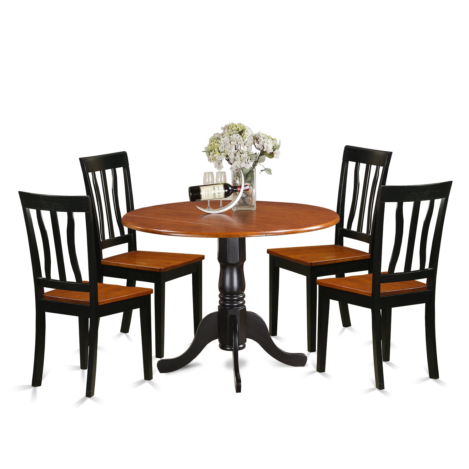 DLAN5-BCH-W Dining set - 5 Pcs with 4 Wood Chairs