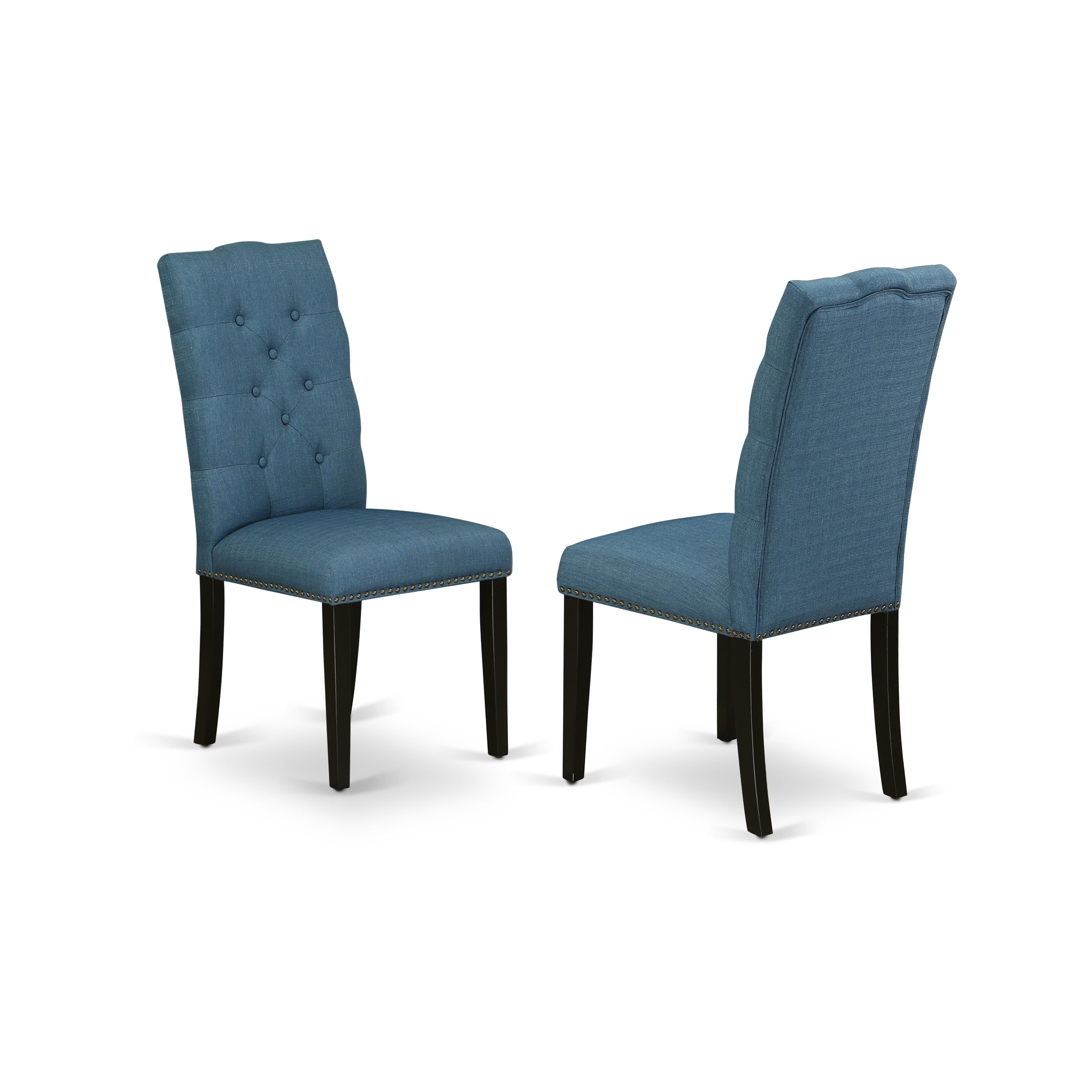 Elsa Parson Chair with Black Finished Leg and Blue Color Fabric Color