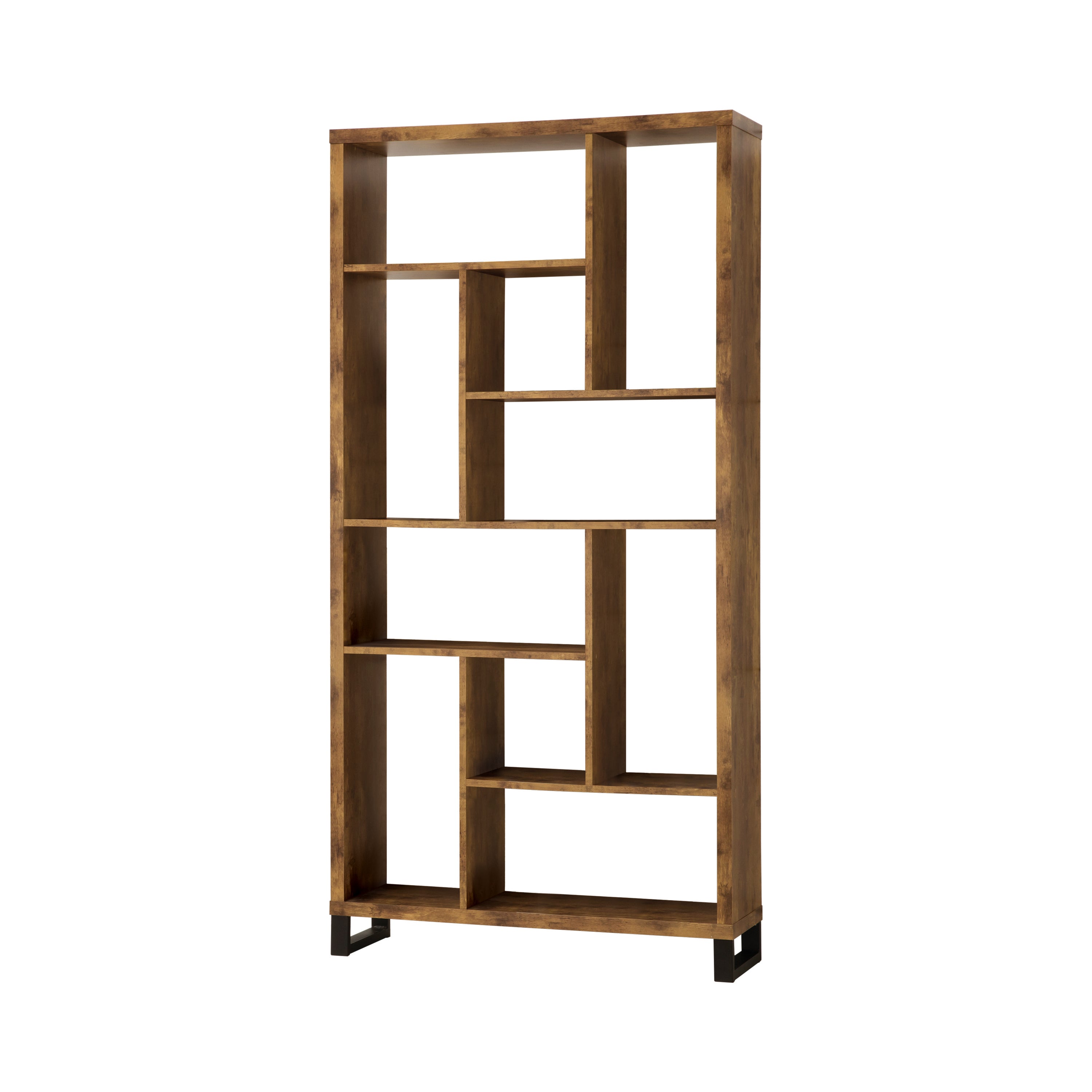 Delwin 10-shelf Bookcase in Antique Nutmeg