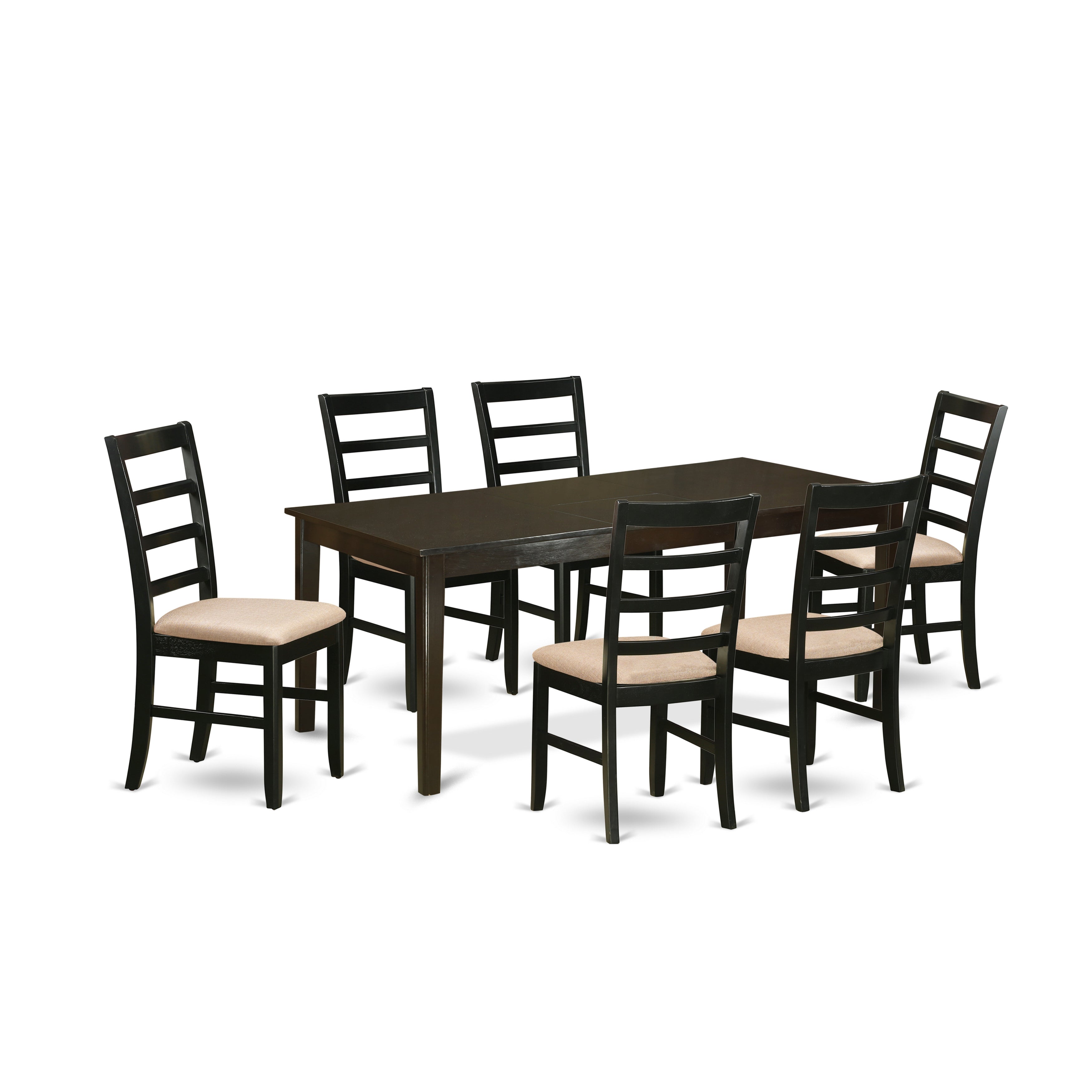 HEPF7-CAP-C 7 PC Dining room set-Dinette Table with Leaf and 6 Dining Chairs.