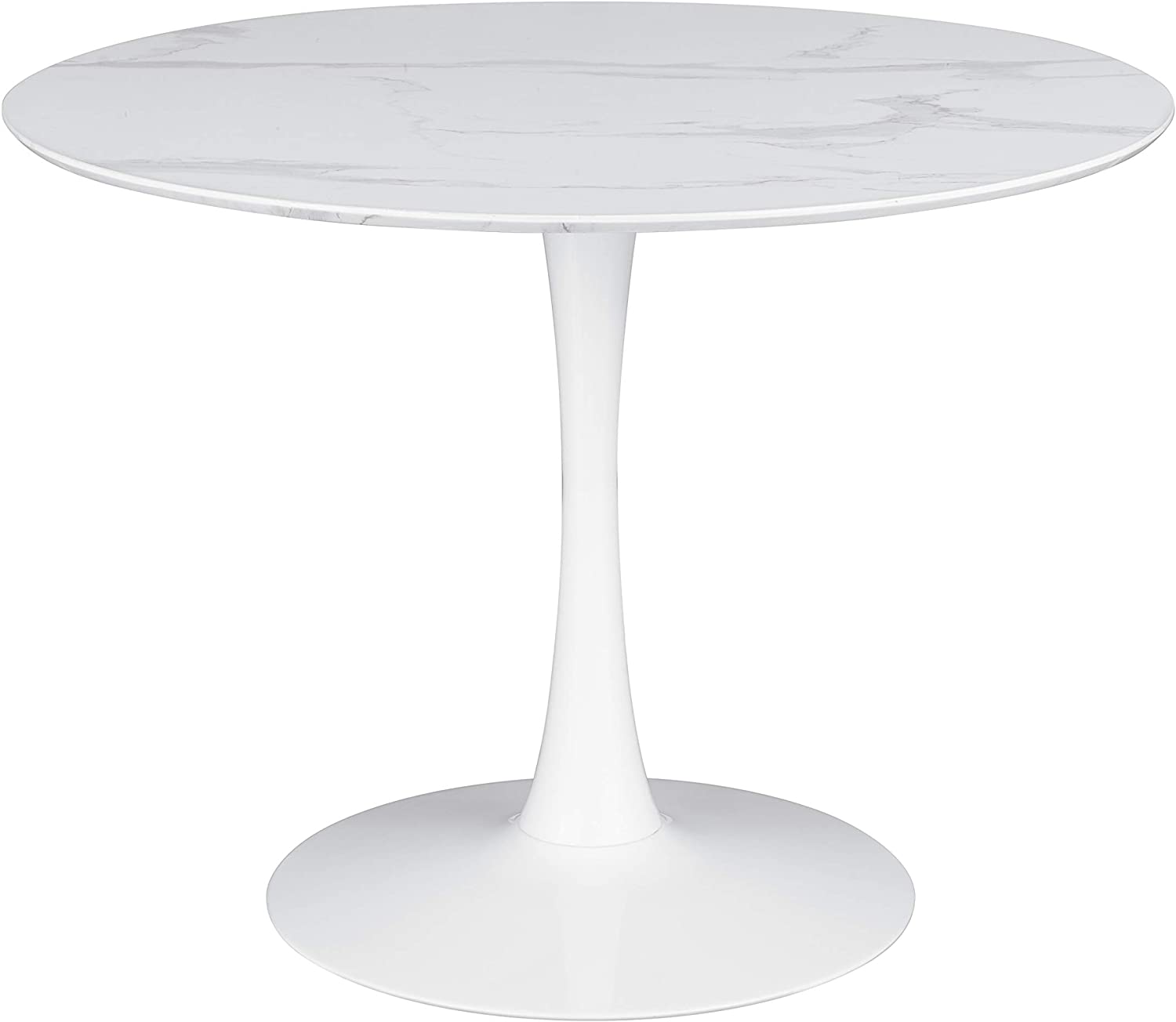 Arkell 40-Inch Faux Marble Dining Table with Round Pedestal in White