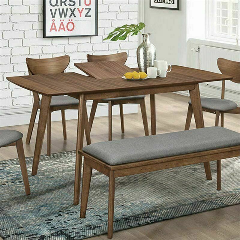 Alfredo Mid Century Rectangular Dining Table Natural Walnut