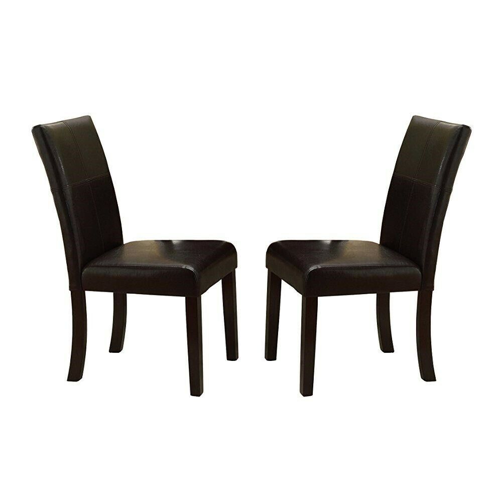 Pompeii Leatherette Upholstered Side Dining Chair Espresso Set of 2