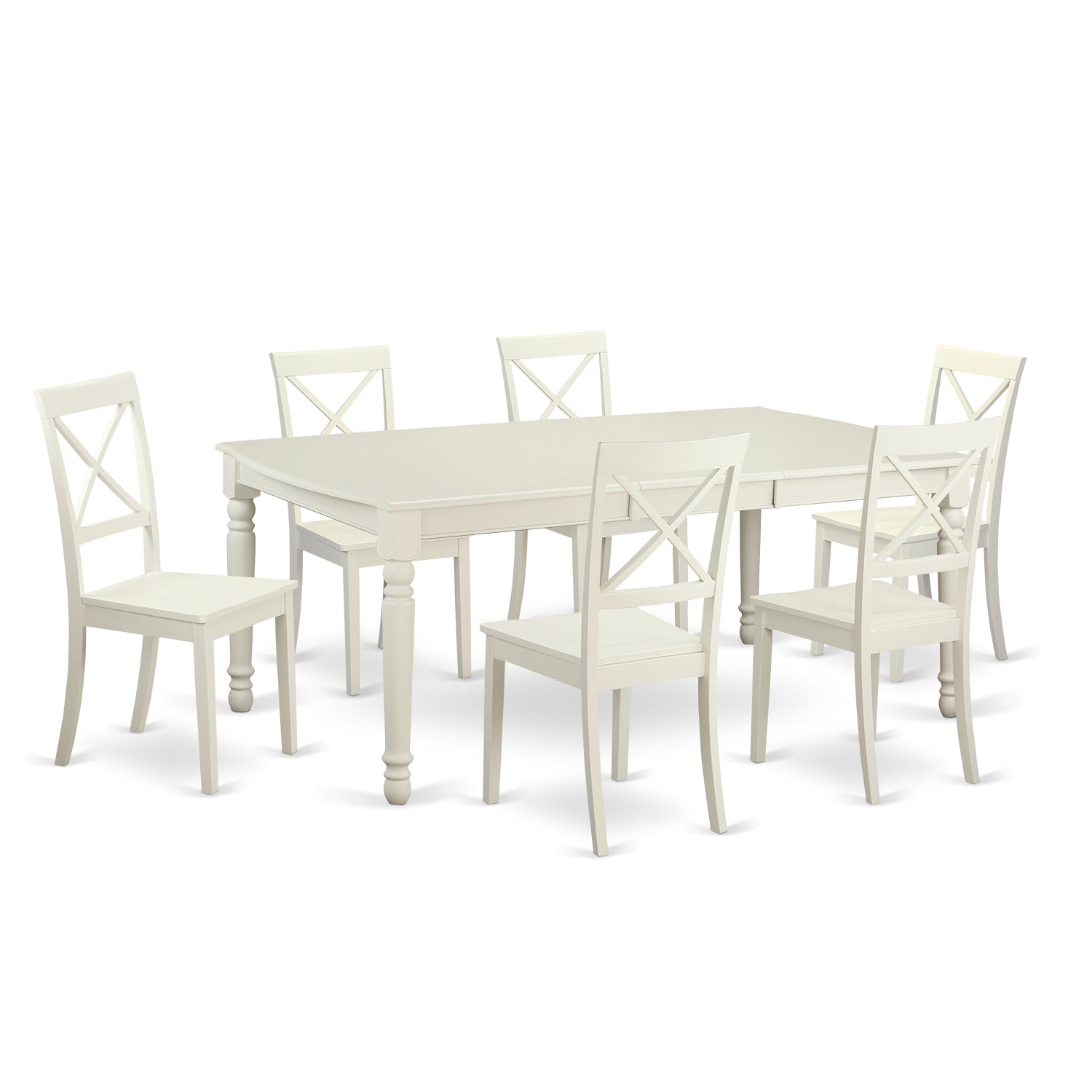 DOBO7-LWH-W 7 PC Dining room set for 6-Dinette Table and 6 Dining Chairs