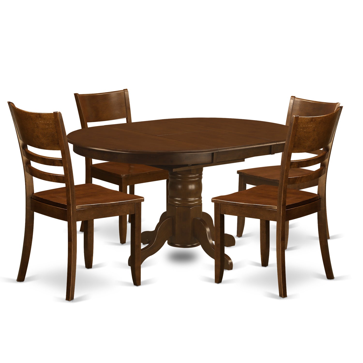 KELY5-ESP-W 5 Pc Kenley Dinette Table with a Leaf and 4 Wood Seat Chairs